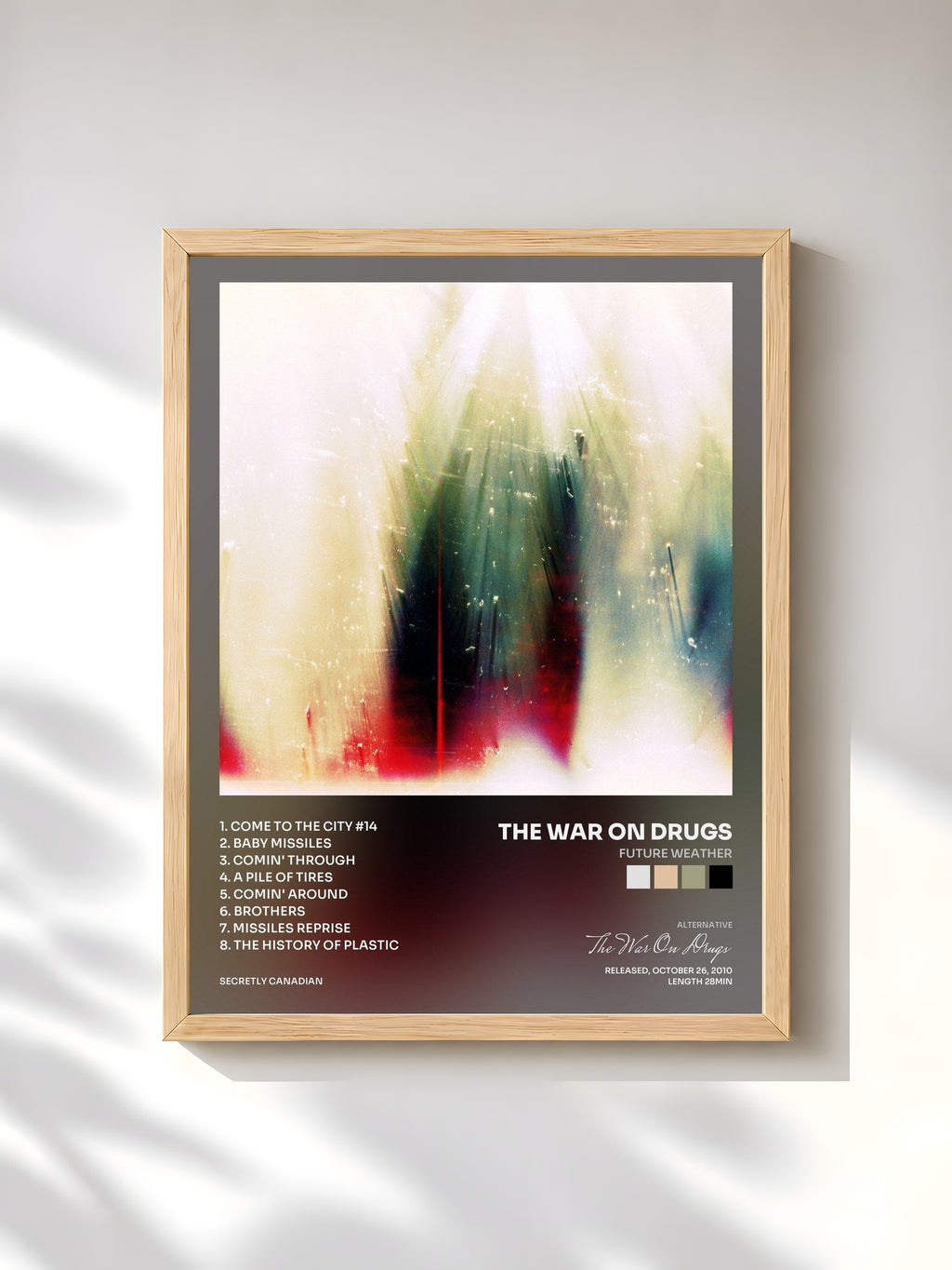 #bois Tableau de l'album Future Weather de The War On Drugs, cadre en bois brut, imprimé et encadré en France