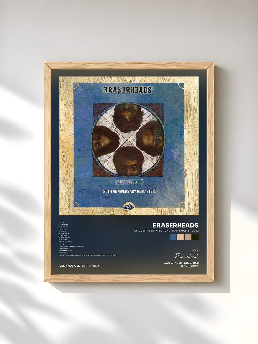 #bois Tableau de l'album Circus: The Bernie Grundman Remaster 2022 de Eraserheads, cadre en bois brut, imprimé et encadré en France