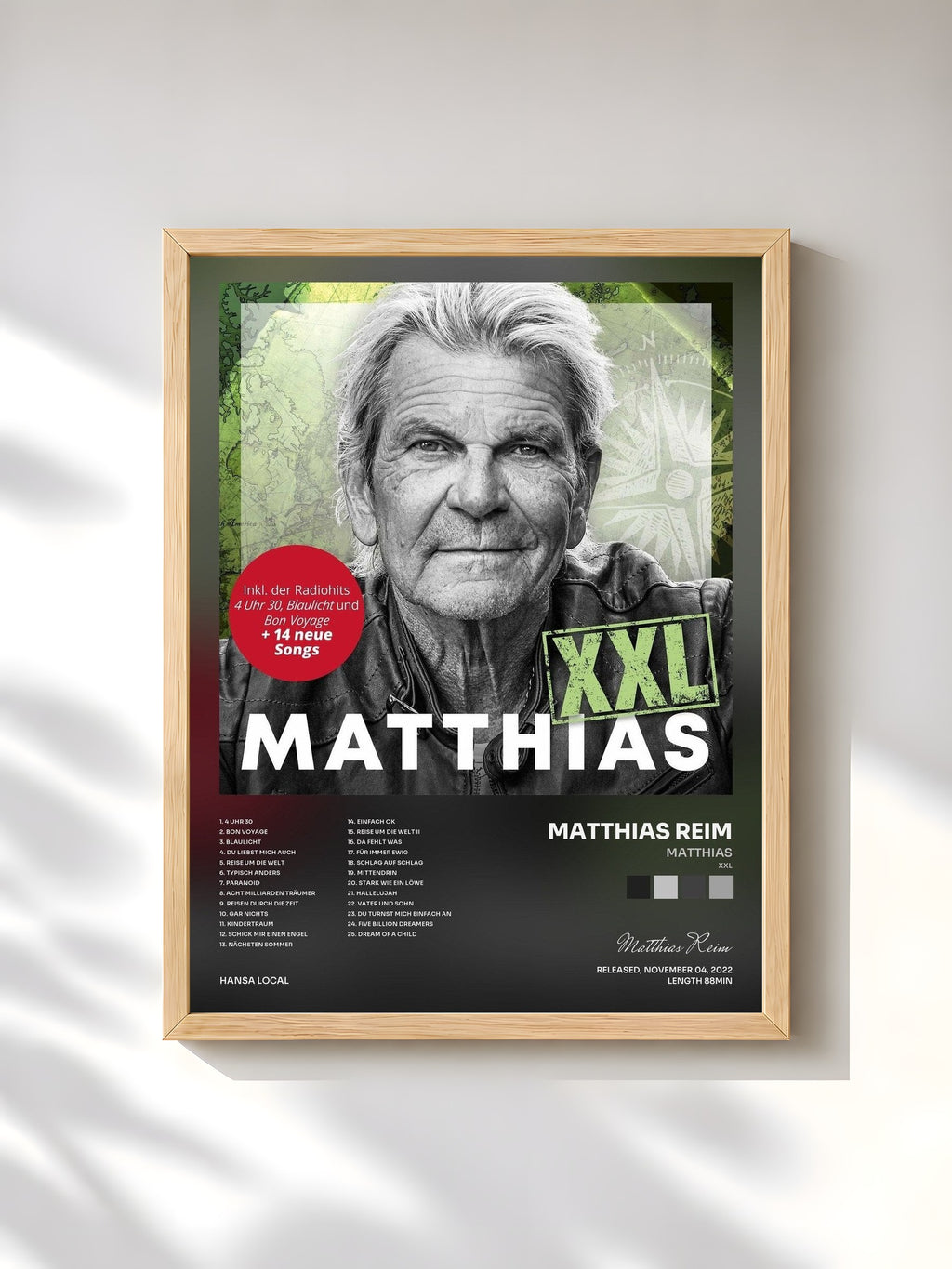 #bois Tableau de l'album MATTHIAS (XXL) de Matthias Reim, cadre en bois brut, imprimé et encadré en France