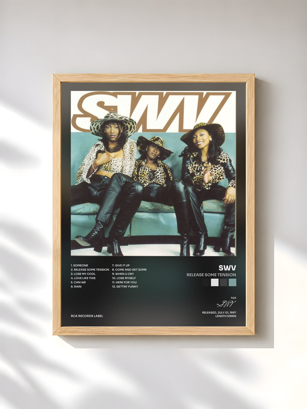 #bois Tableau de l'album Release Some Tension de SWV, cadre en bois brut, imprimé et encadré en France