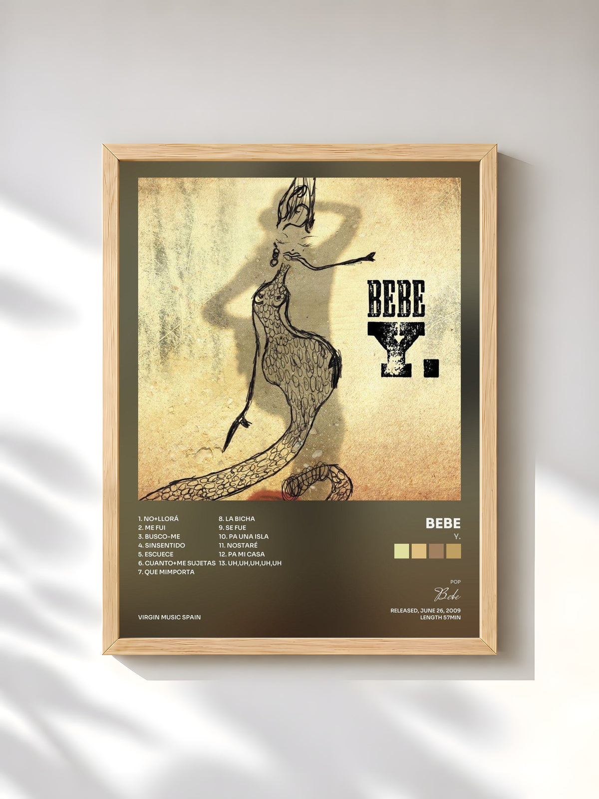 #bois Tableau de l'album Y. de Bebe, cadre en bois brut, imprimé et encadré en France