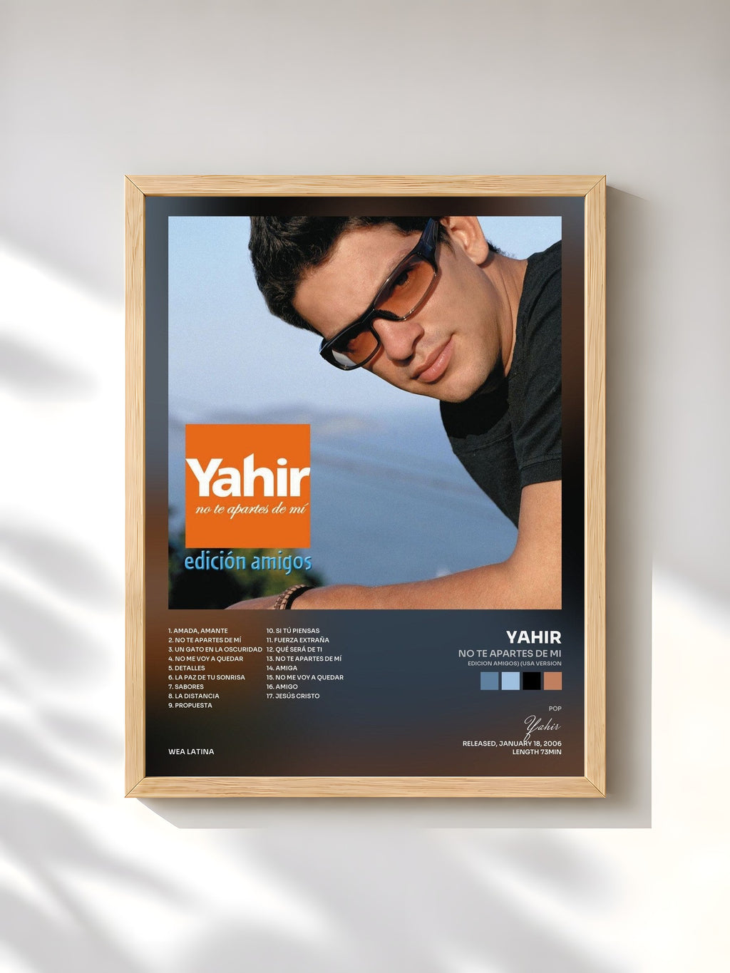 #bois Tableau de l'album No te apartes de mi (Edicion Amigos) (USA Version) de Yahir, cadre en bois brut, imprimé et encadré en France