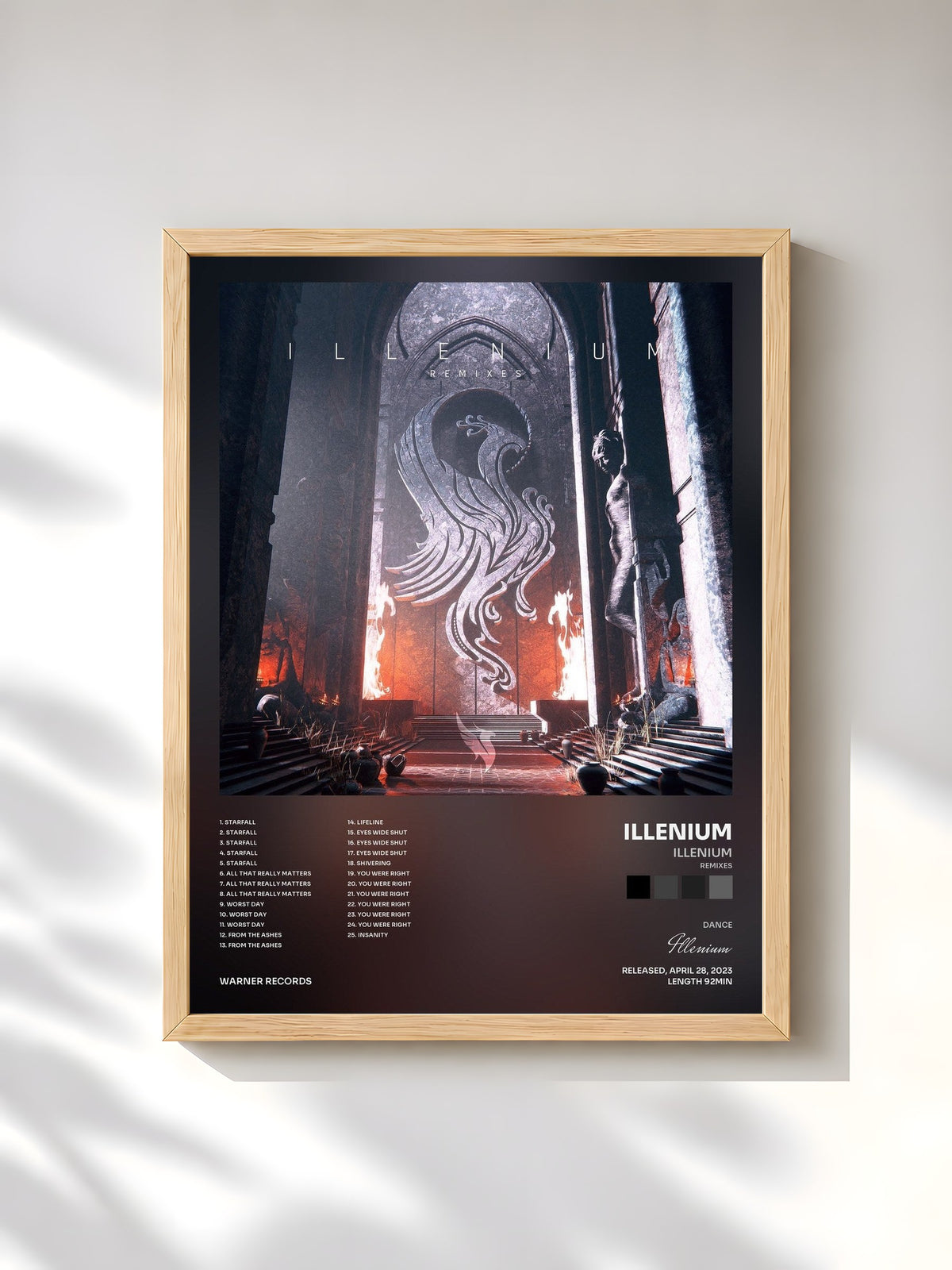 #bois Tableau de l'album ILLENIUM (Remixes) de Illenium, cadre en bois brut, imprimé et encadré en France
