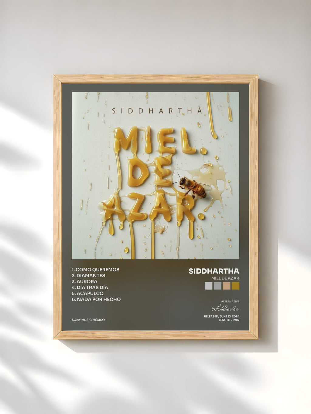 #bois Tableau de l'album Miel de Azar de Siddhartha, cadre en bois brut, imprimé et encadré en France