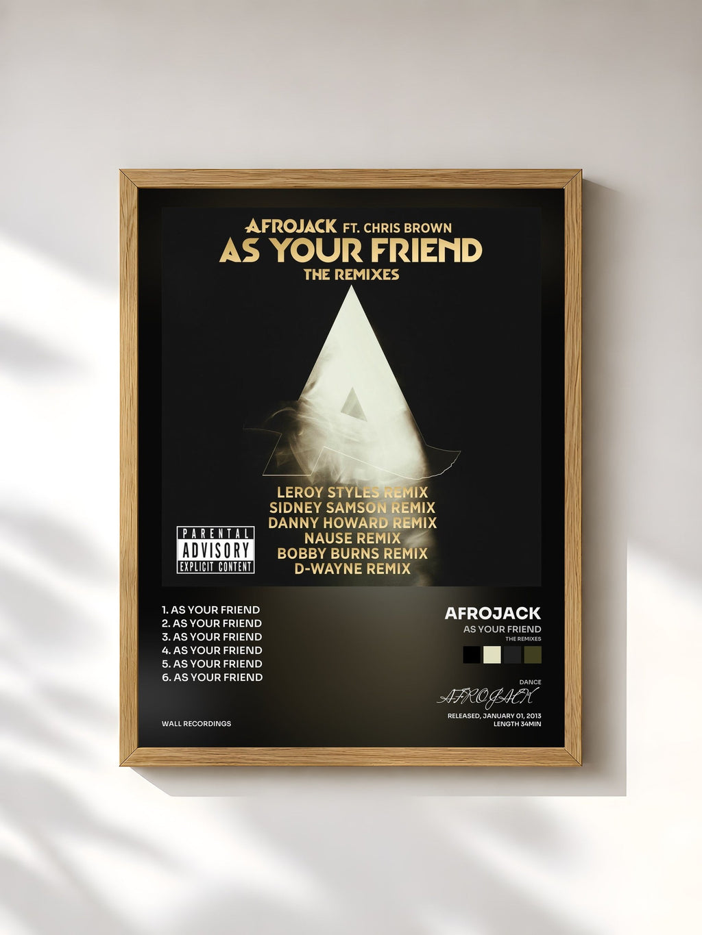 #bois Tableau de l'album As Your Friend (The Remixes) de AFROJACK, cadre en bois brut, imprimé et encadré en France