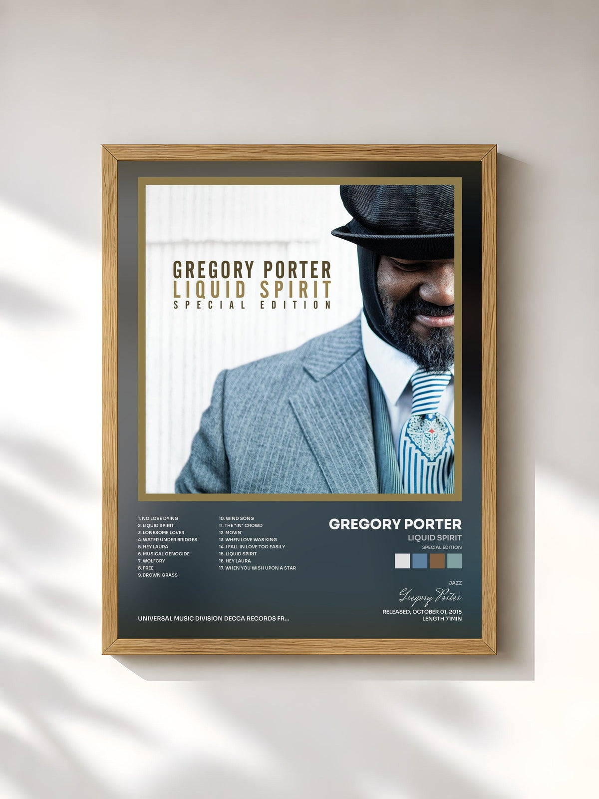 #bois Tableau de l'album Liquid Spirit (Special Edition) de Gregory Porter, cadre en bois brut, imprimé et encadré en France