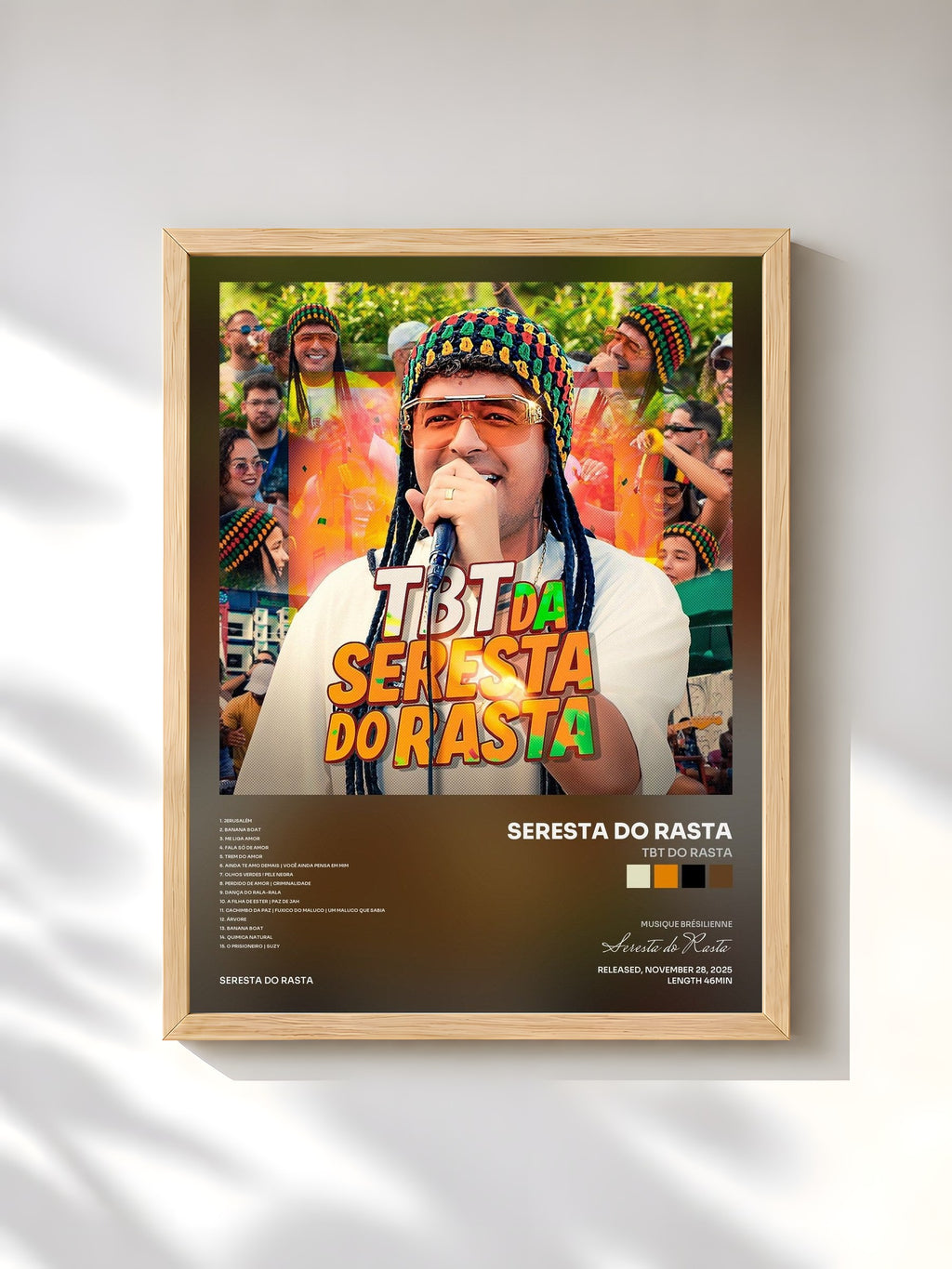 #bois Tableau de l'album TBT do Rasta de Seresta do Rasta, cadre en bois brut, imprimé et encadré en France