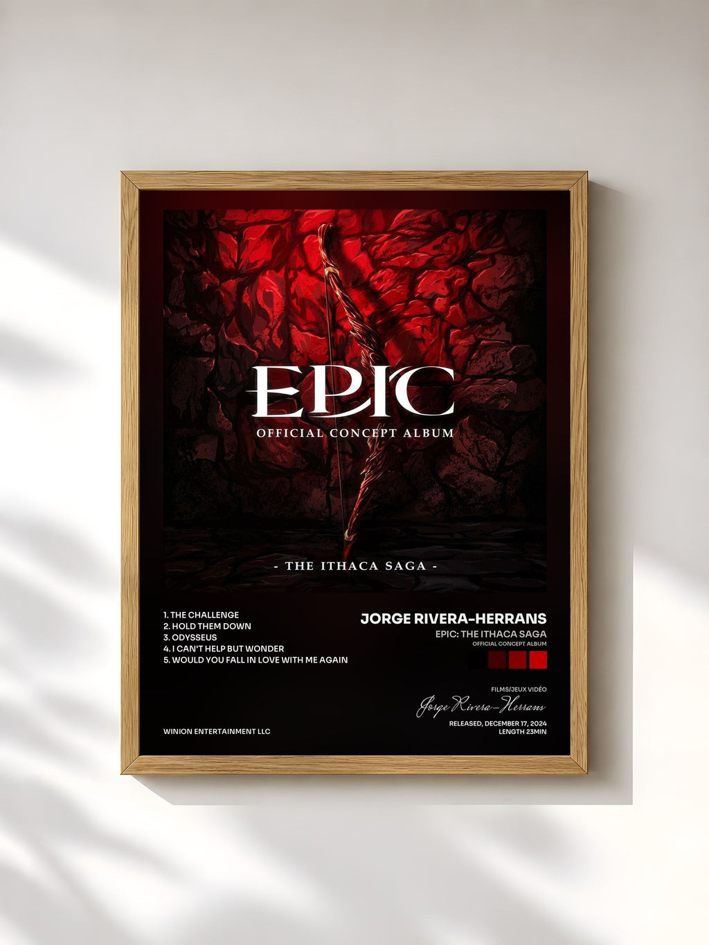 #bois Tableau de l'album EPIC: The Ithaca Saga (Official Concept Album) de Jorge Rivera-Herrans, cadre en bois brut, imprimé et encadré en France
