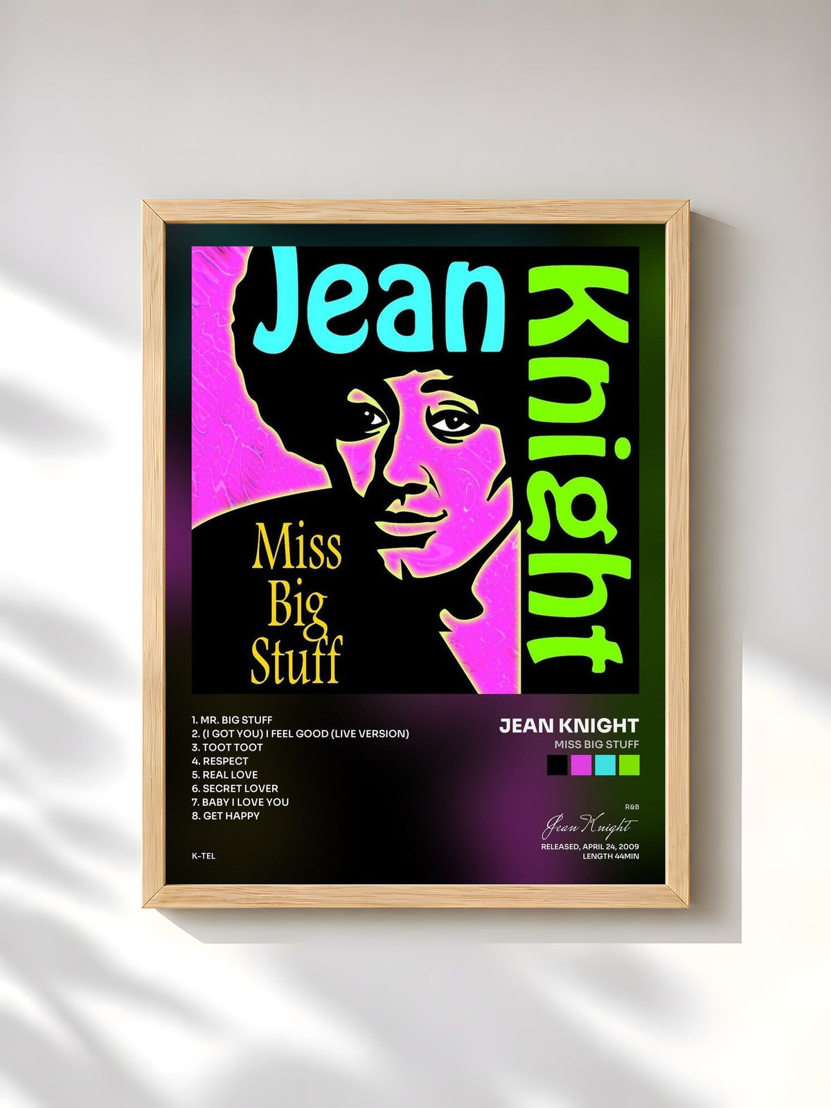 #bois Tableau de l'album Miss Big Stuff de Jean Knight, cadre en bois brut, imprimé et encadré en France