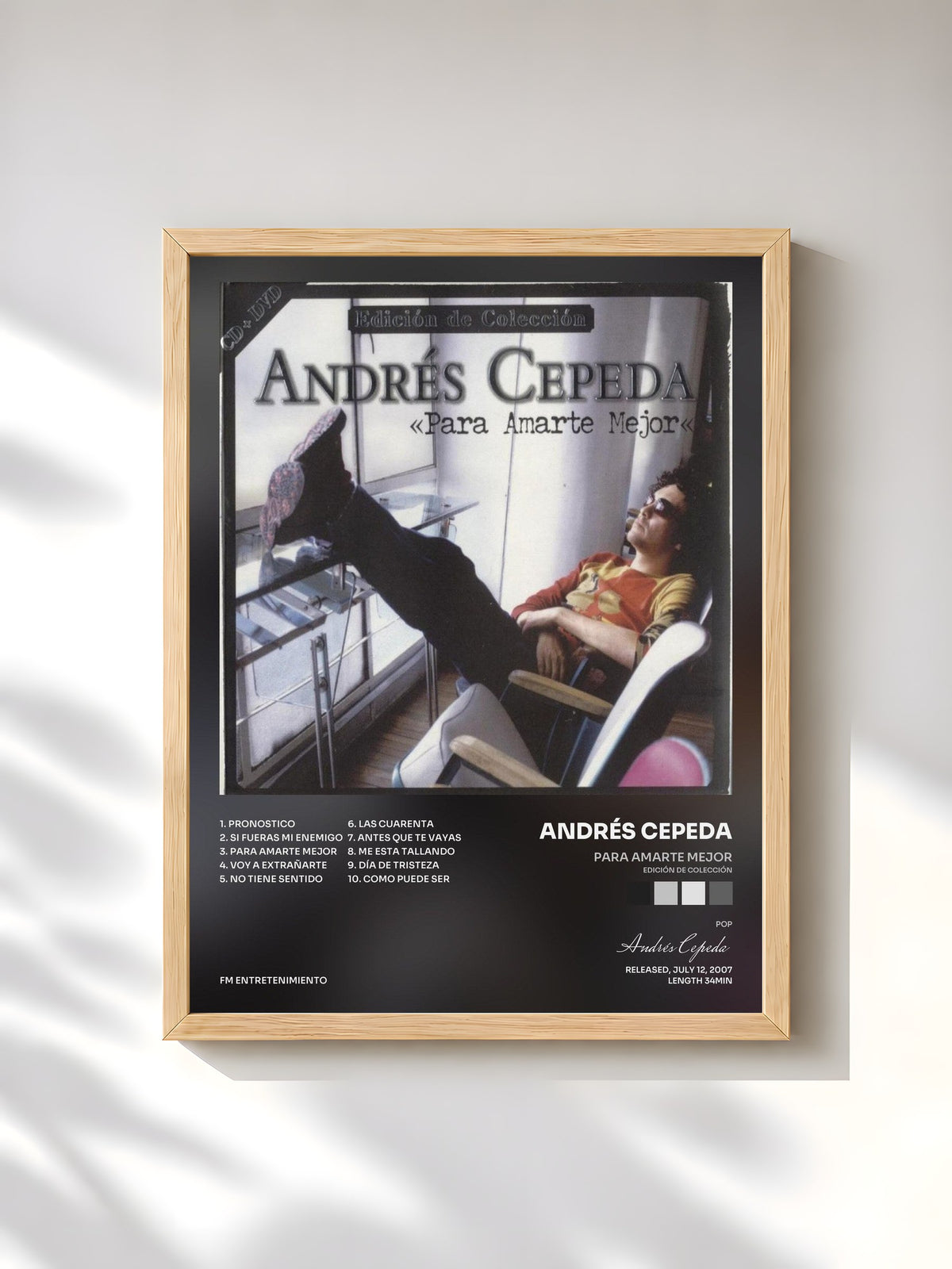 #bois Tableau de l'album Para Amarte Mejor (Edición de Colección) de Andrés Cepeda, cadre en bois brut, imprimé et encadré en France