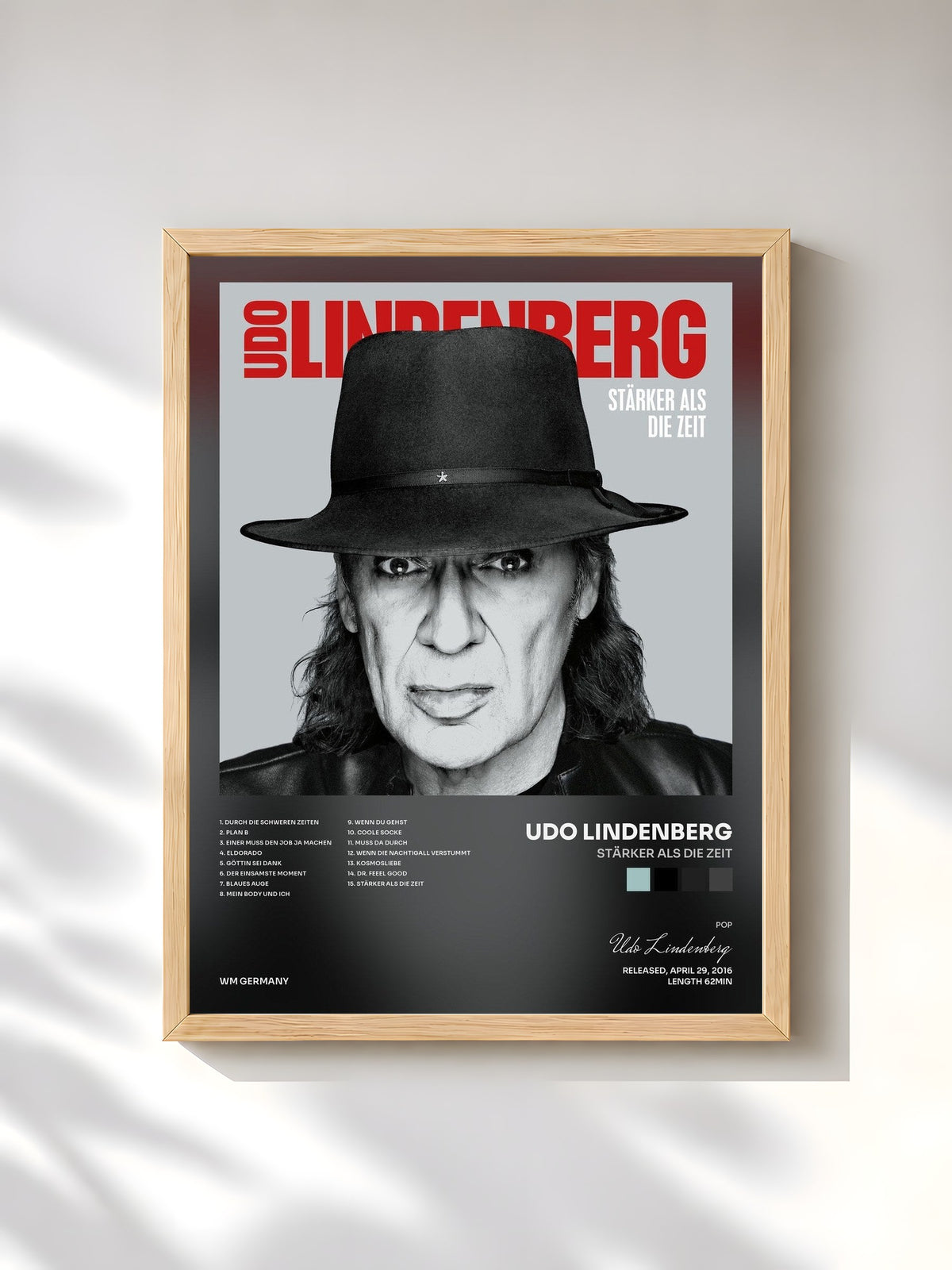#bois Tableau de l'album Stärker als die Zeit de Udo Lindenberg, cadre en bois brut, imprimé et encadré en France