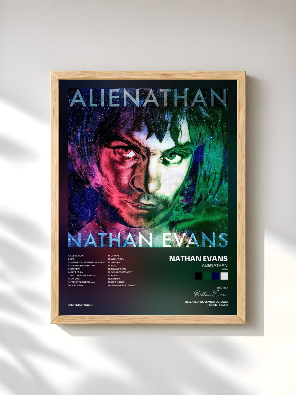 #bois Tableau de l'album Alienathan (2020) de Nathan Evans, cadre en bois brut, imprimé et encadré en France