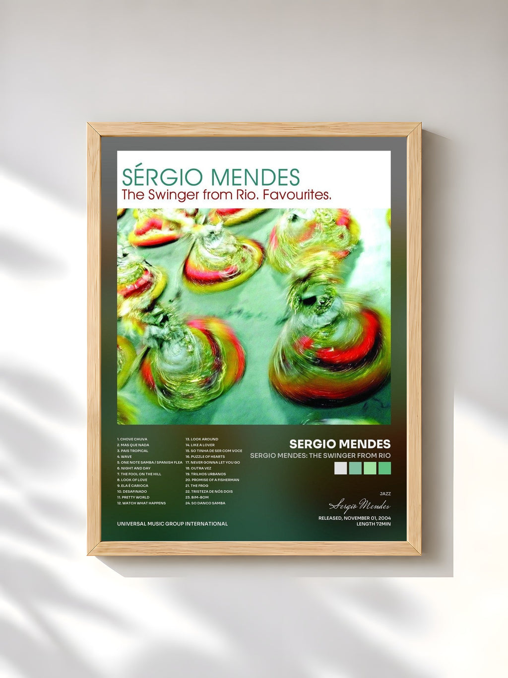 #bois Tableau de l'album Sergio Mendes: The Swinger from Rio de Sergio Mendes, cadre en bois brut, imprimé et encadré en France