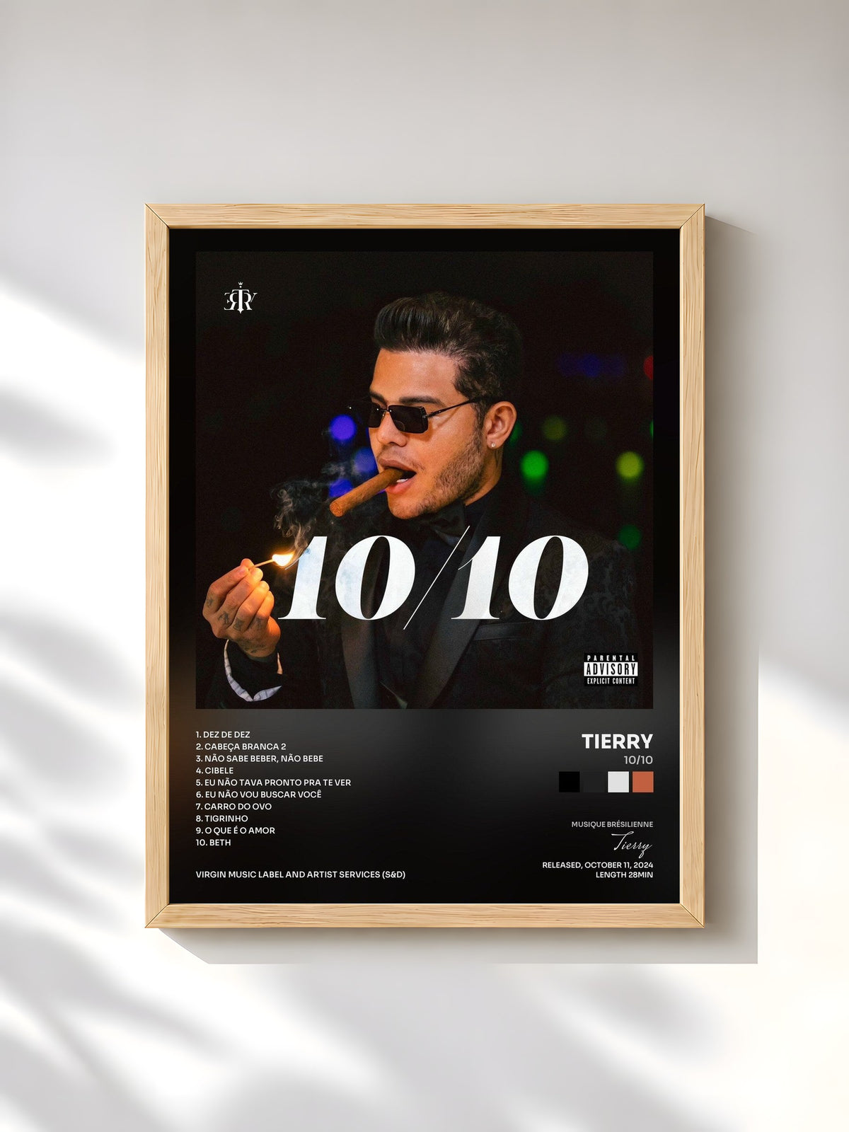 #bois Tableau de l'album 10/10 de Tierry, cadre en bois brut, imprimé et encadré en France