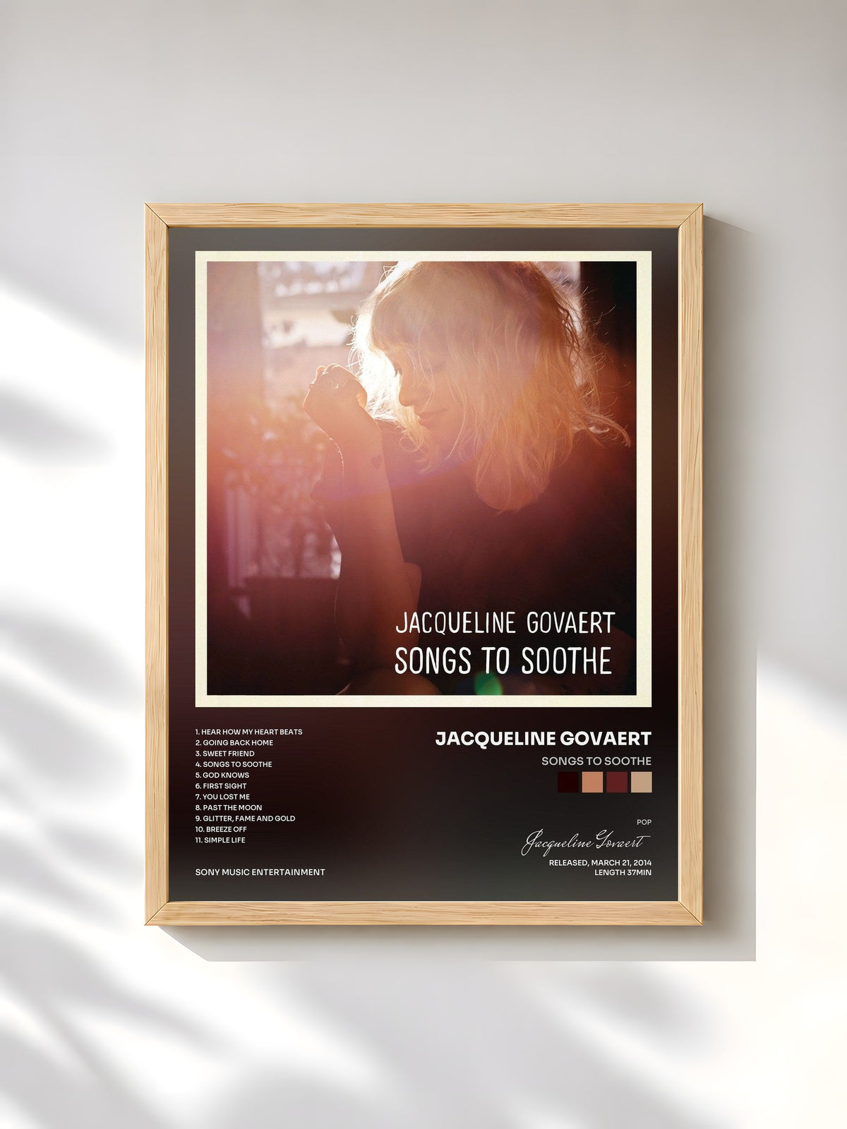 #bois Tableau de l'album Songs to Soothe de Jacqueline Govaert, cadre en bois brut, imprimé et encadré en France