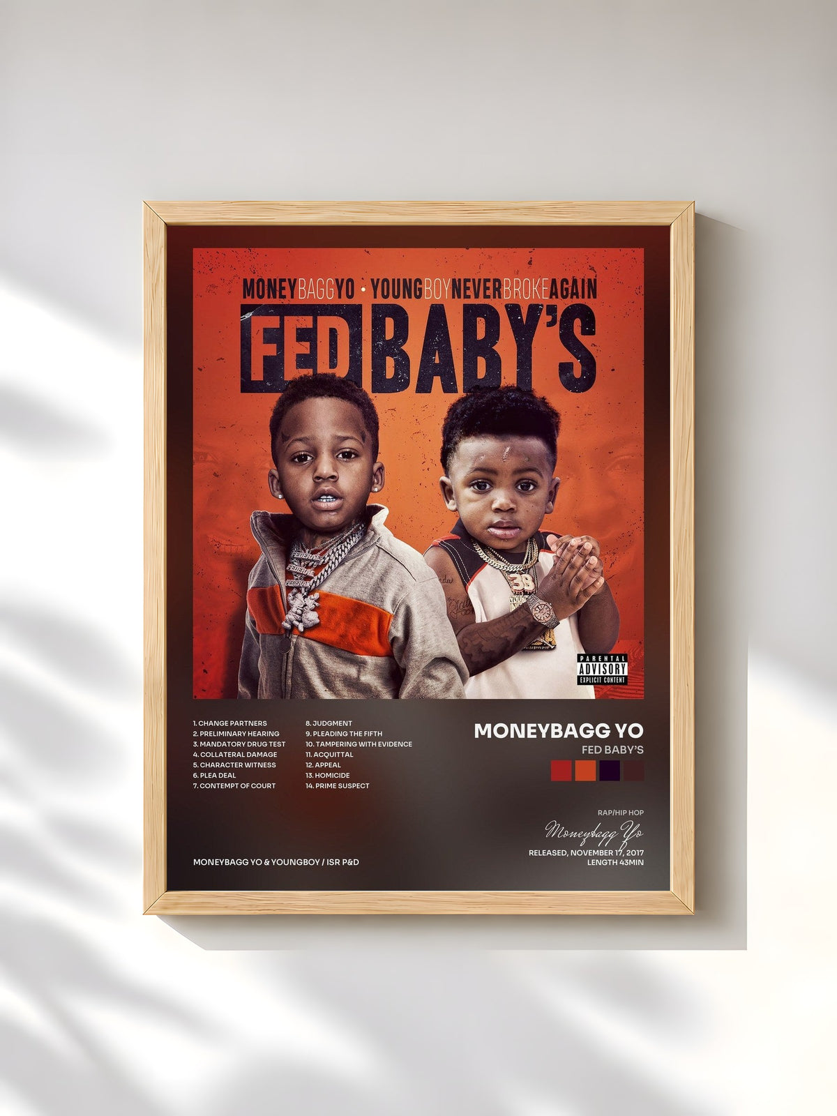 #bois Tableau de l'album Fed Baby’s de Moneybagg Yo, cadre en bois brut, imprimé et encadré en France