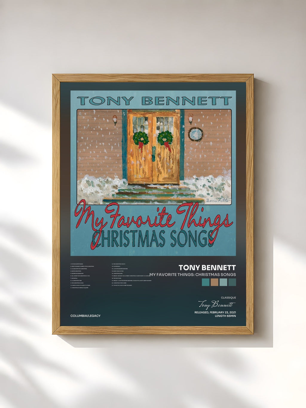 #bois Tableau de l'album My Favorite Things: Christmas Songs de Tony Bennett, cadre en bois brut, imprimé et encadré en France