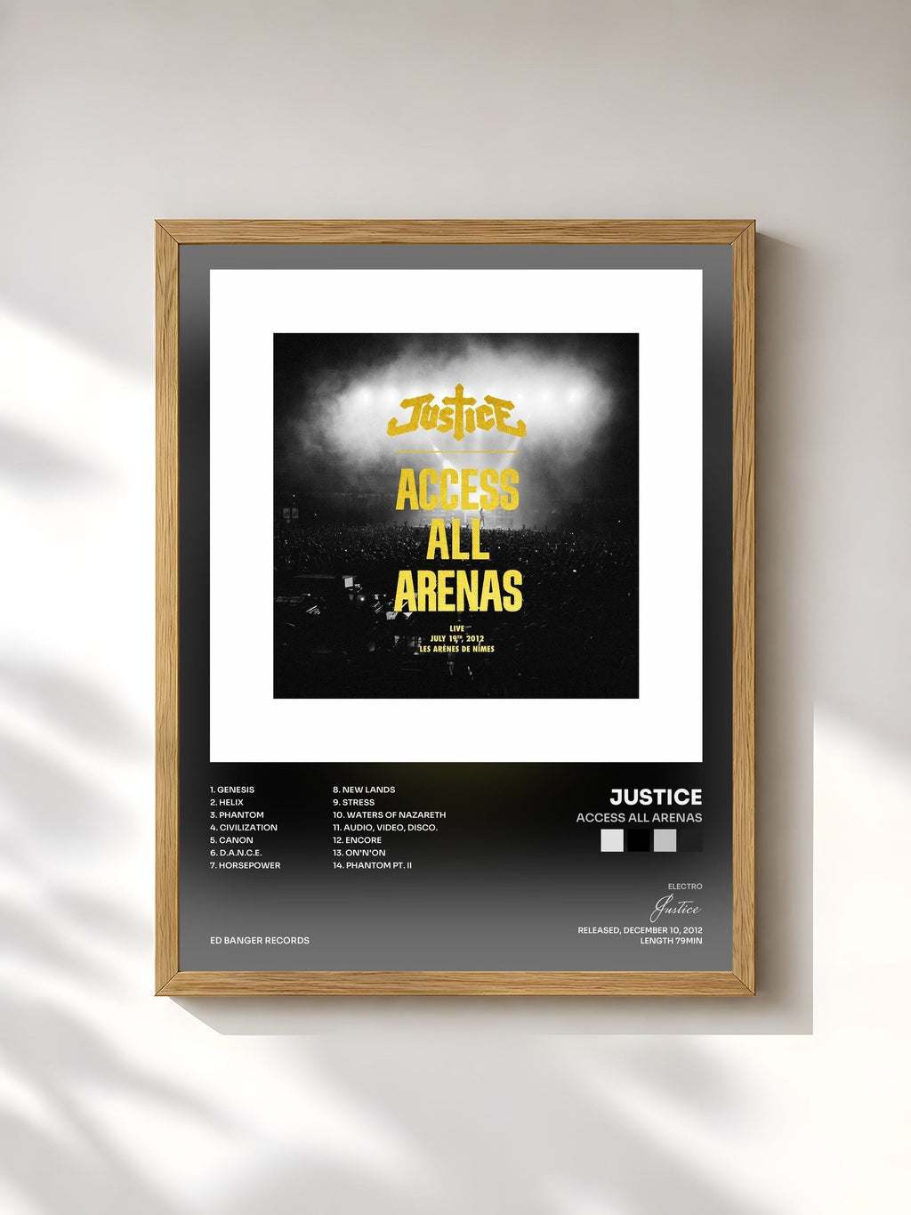 #bois Tableau de l'album Access All Arenas de Justice, cadre en bois brut, imprimé et encadré en France