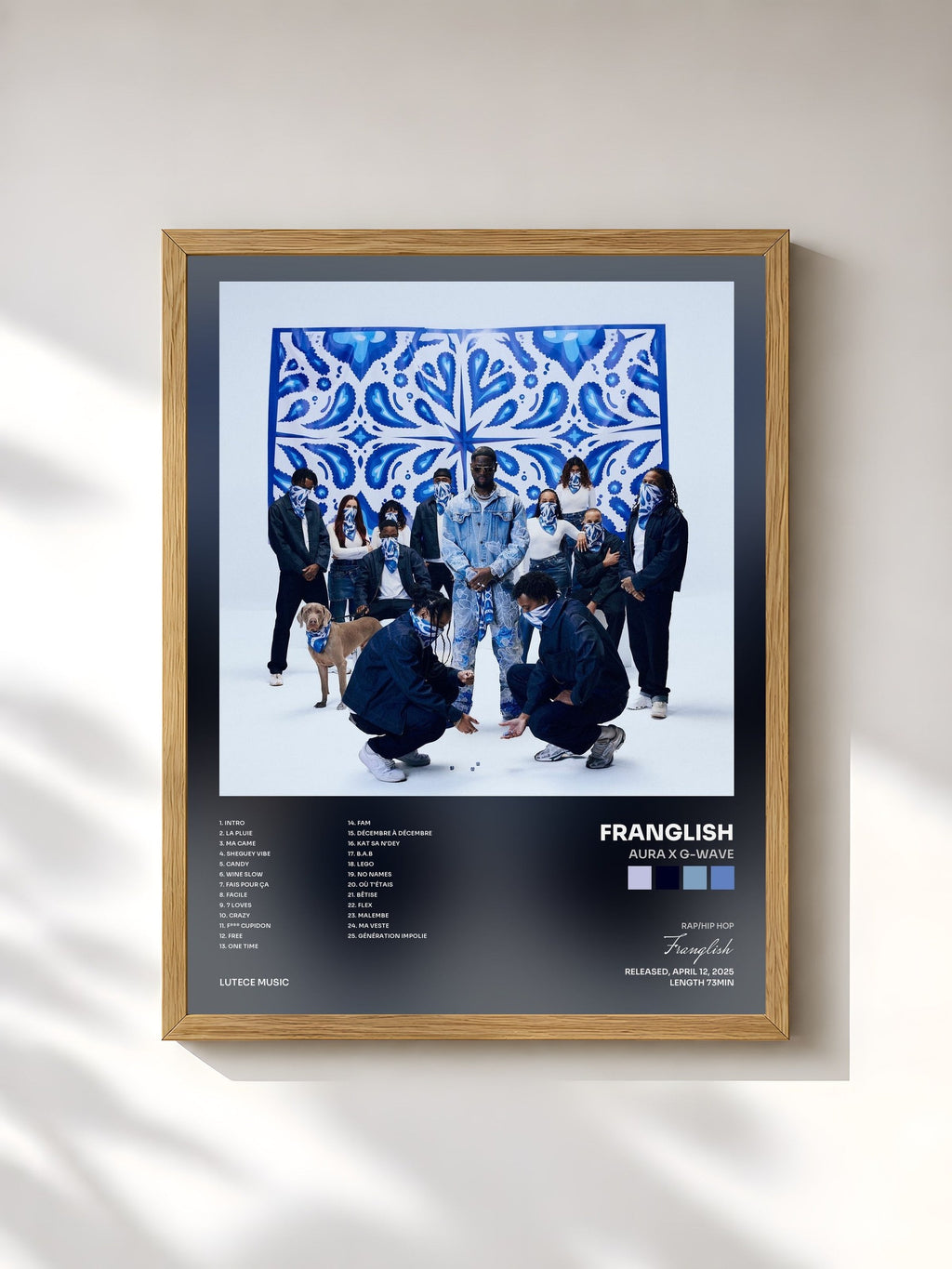 #bois Tableau de l'album Aura X G-wave de Franglish, cadre en bois brut, imprimé et encadré en France