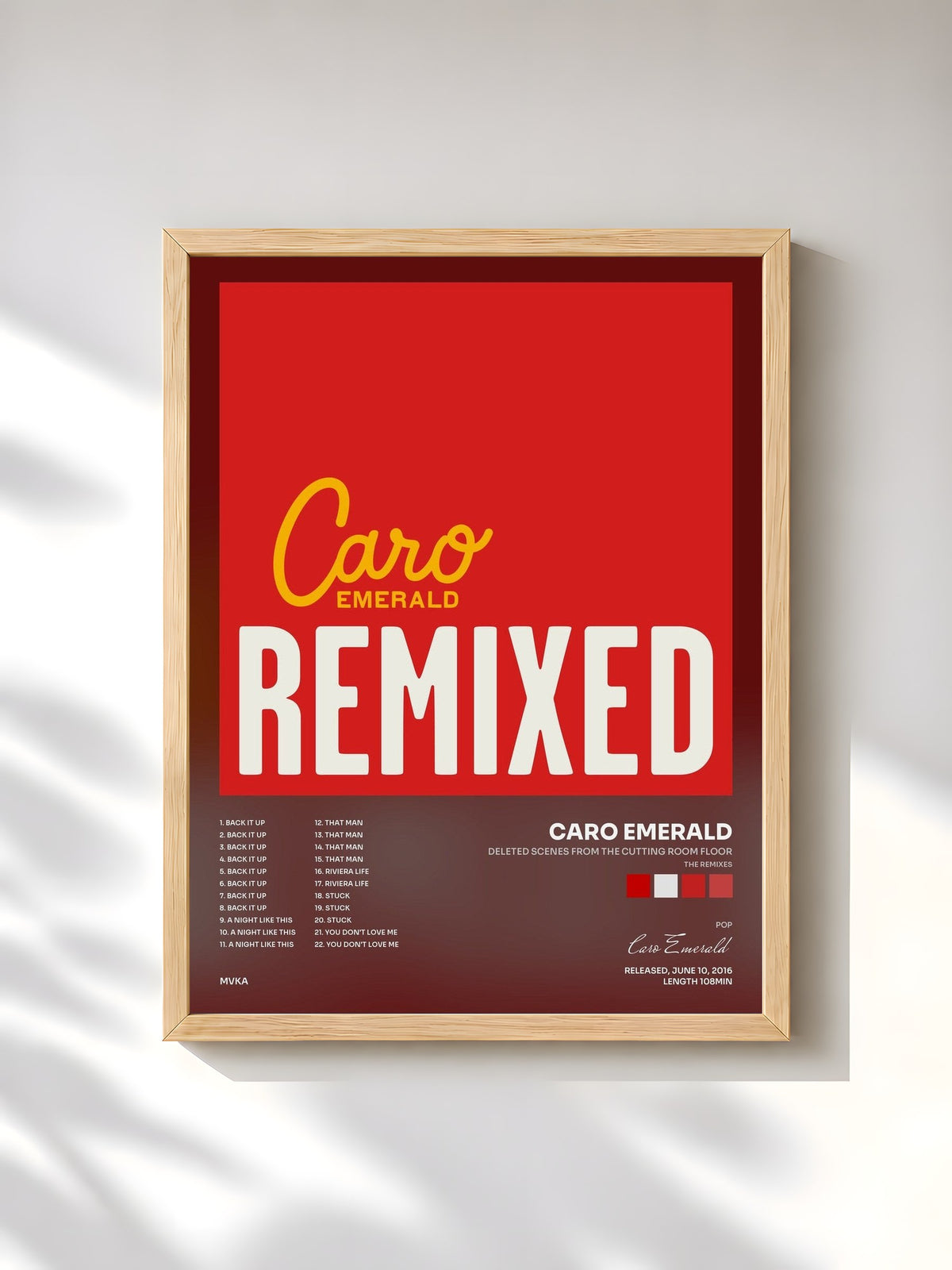 #bois Tableau de l'album Deleted Scenes From The Cutting Room Floor (The Remixes) de Caro Emerald, cadre en bois brut, imprimé et encadré en France