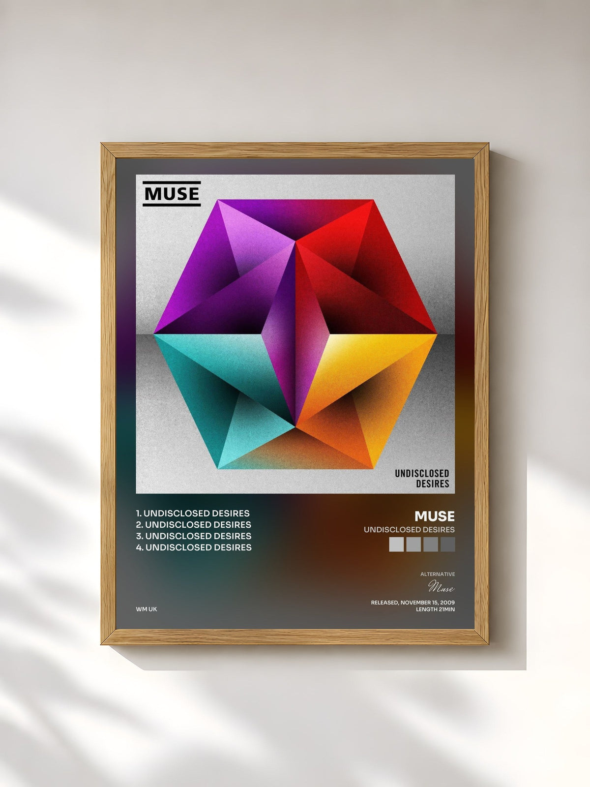 #bois Tableau de l'album Undisclosed Desires de Muse, cadre en bois brut, imprimé et encadré en France