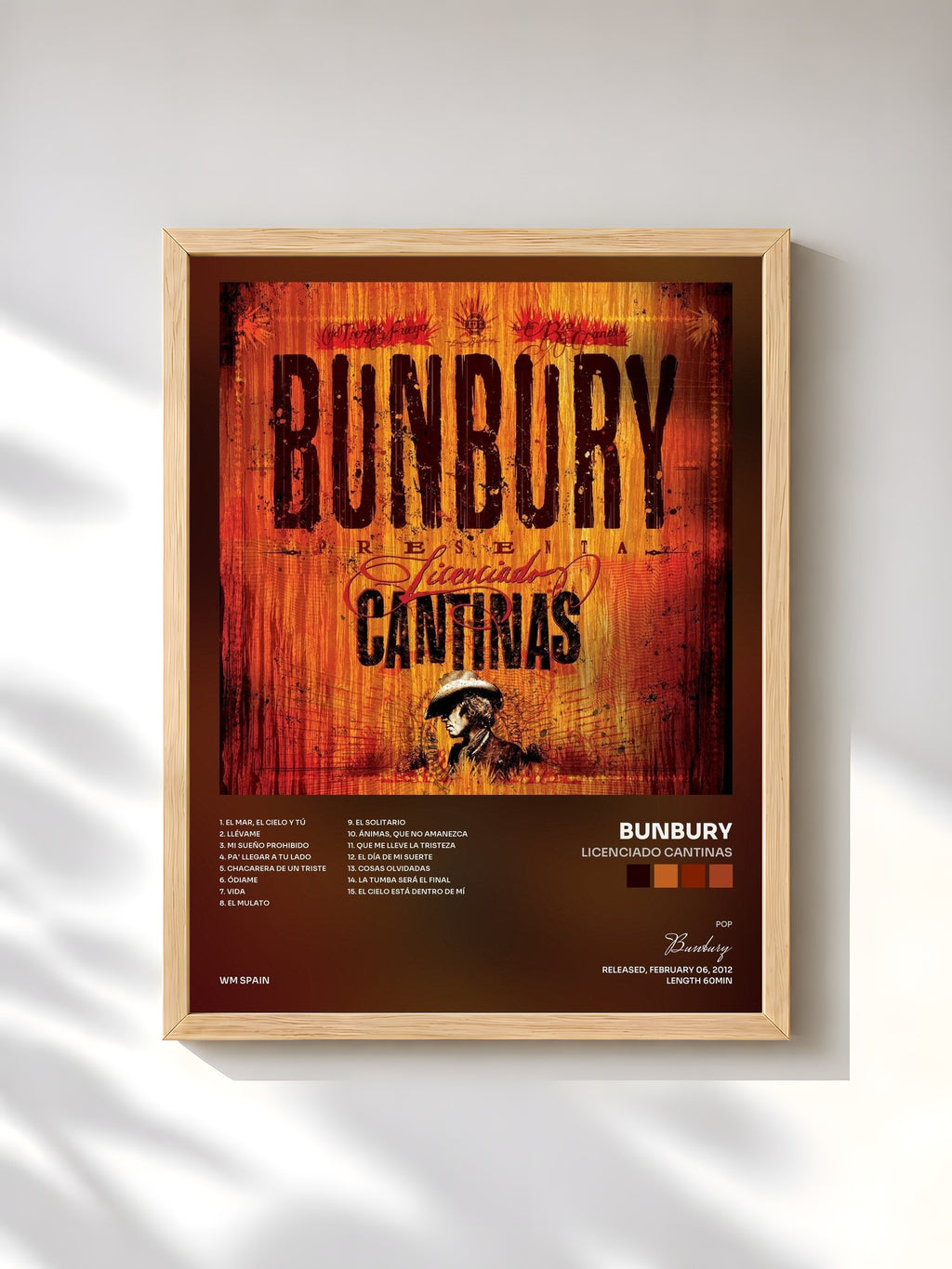 #bois Tableau de l'album Licenciado cantinas de Bunbury, cadre en bois brut, imprimé et encadré en France