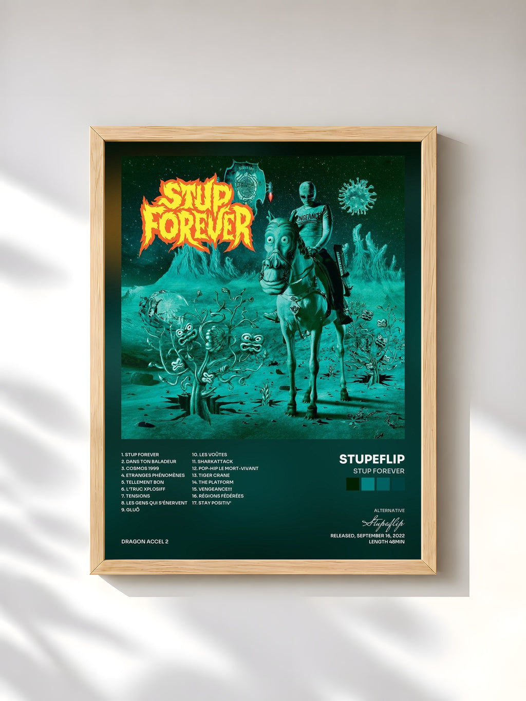#bois Tableau de l'album Stup Forever de Stupeflip, cadre en bois brut, imprimé et encadré en France