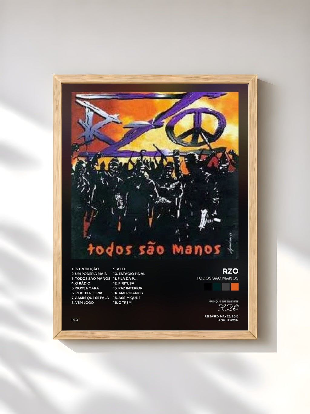 #bois Tableau de l'album Todos São Manos de RZO, cadre en bois brut, imprimé et encadré en France