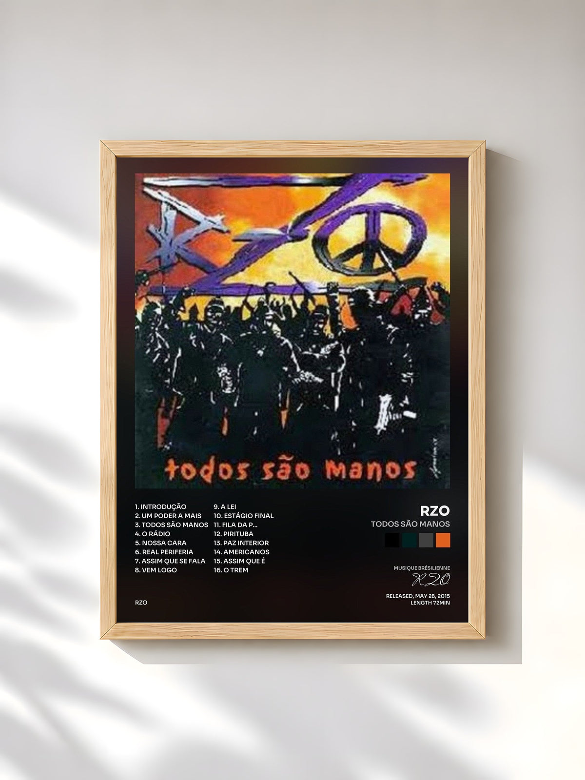 #bois Tableau de l'album Todos São Manos de RZO, cadre en bois brut, imprimé et encadré en France