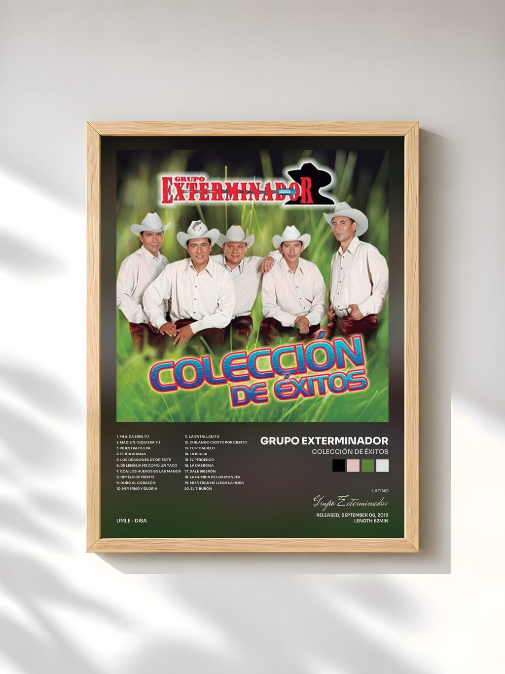 #bois Tableau de l'album Colección De Éxitos de Grupo Exterminador, cadre en bois brut, imprimé et encadré en France