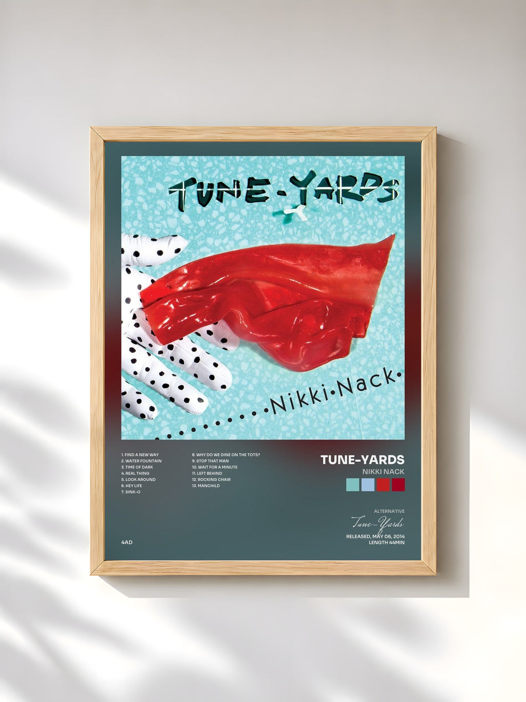 #bois Tableau de l'album Nikki Nack de Tune-Yards, cadre en bois brut, imprimé et encadré en France
