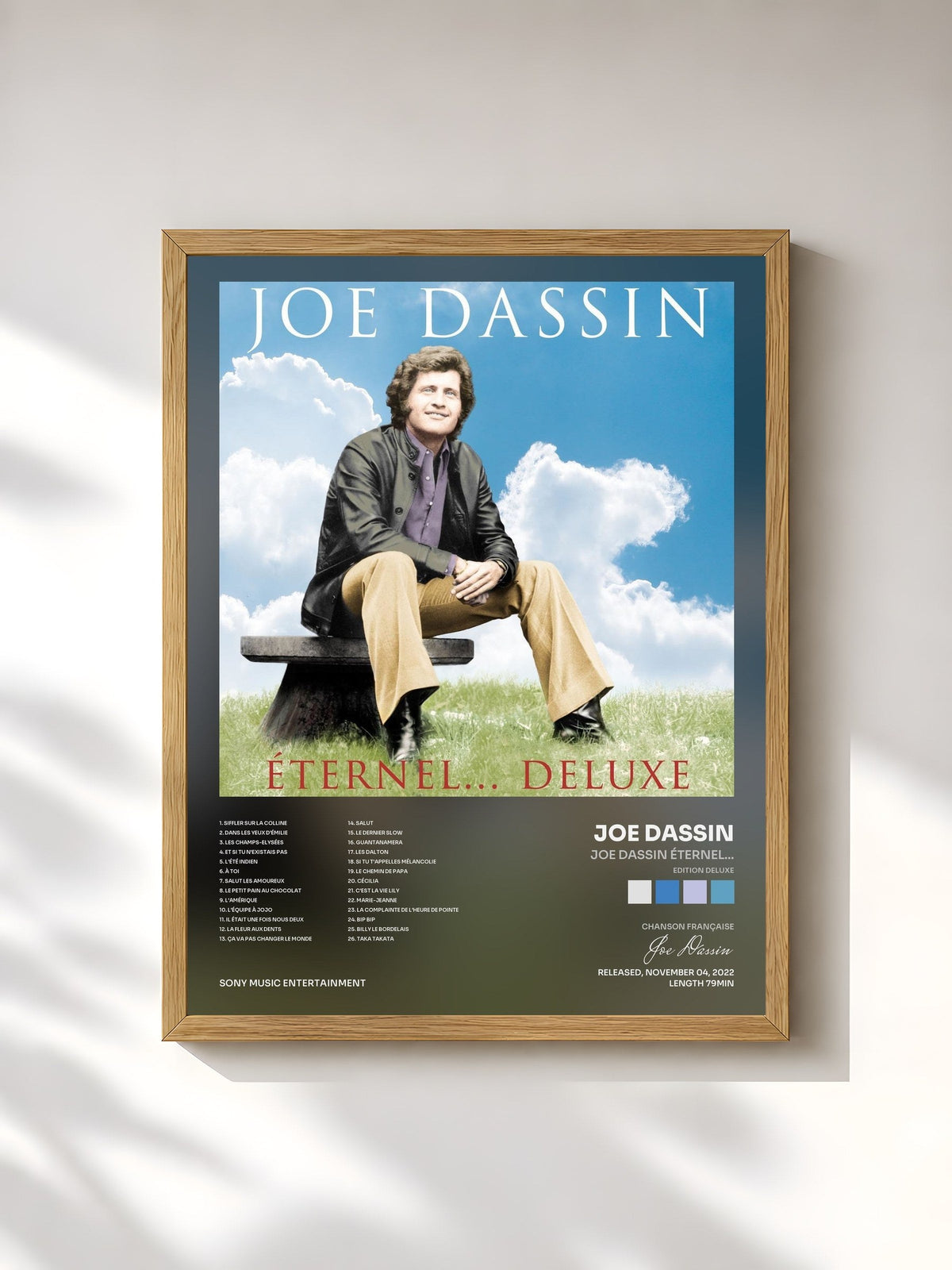 #bois Tableau de l'album Joe Dassin Éternel... (Edition deluxe) de Joe Dassin, cadre en bois brut, imprimé et encadré en France