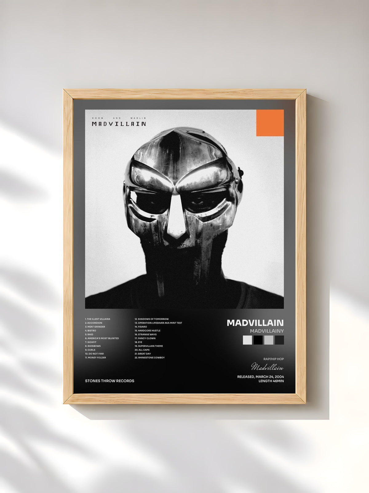 #bois Tableau de l'album Madvillainy de Madvillain, cadre en bois brut, imprimé et encadré en France
