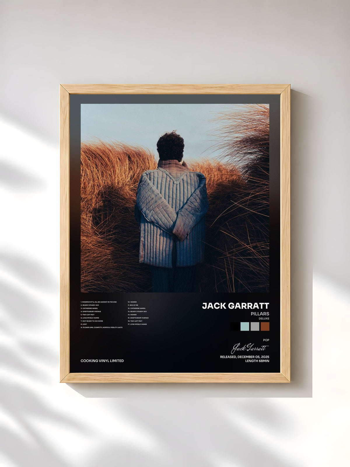 #bois Tableau de l'album Pillars (Deluxe) de Jack Garratt, cadre en bois brut, imprimé et encadré en France