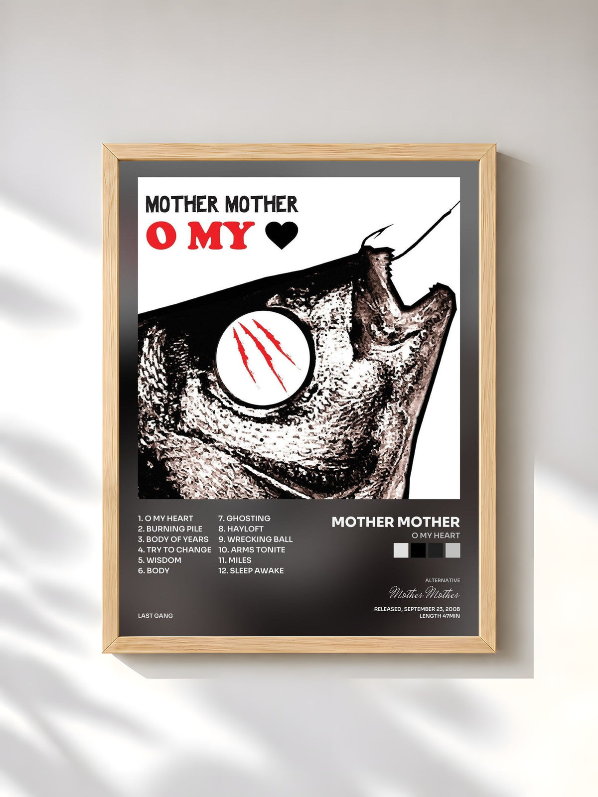 #bois Tableau de l'album O My Heart de Mother Mother, cadre en bois brut, imprimé et encadré en France