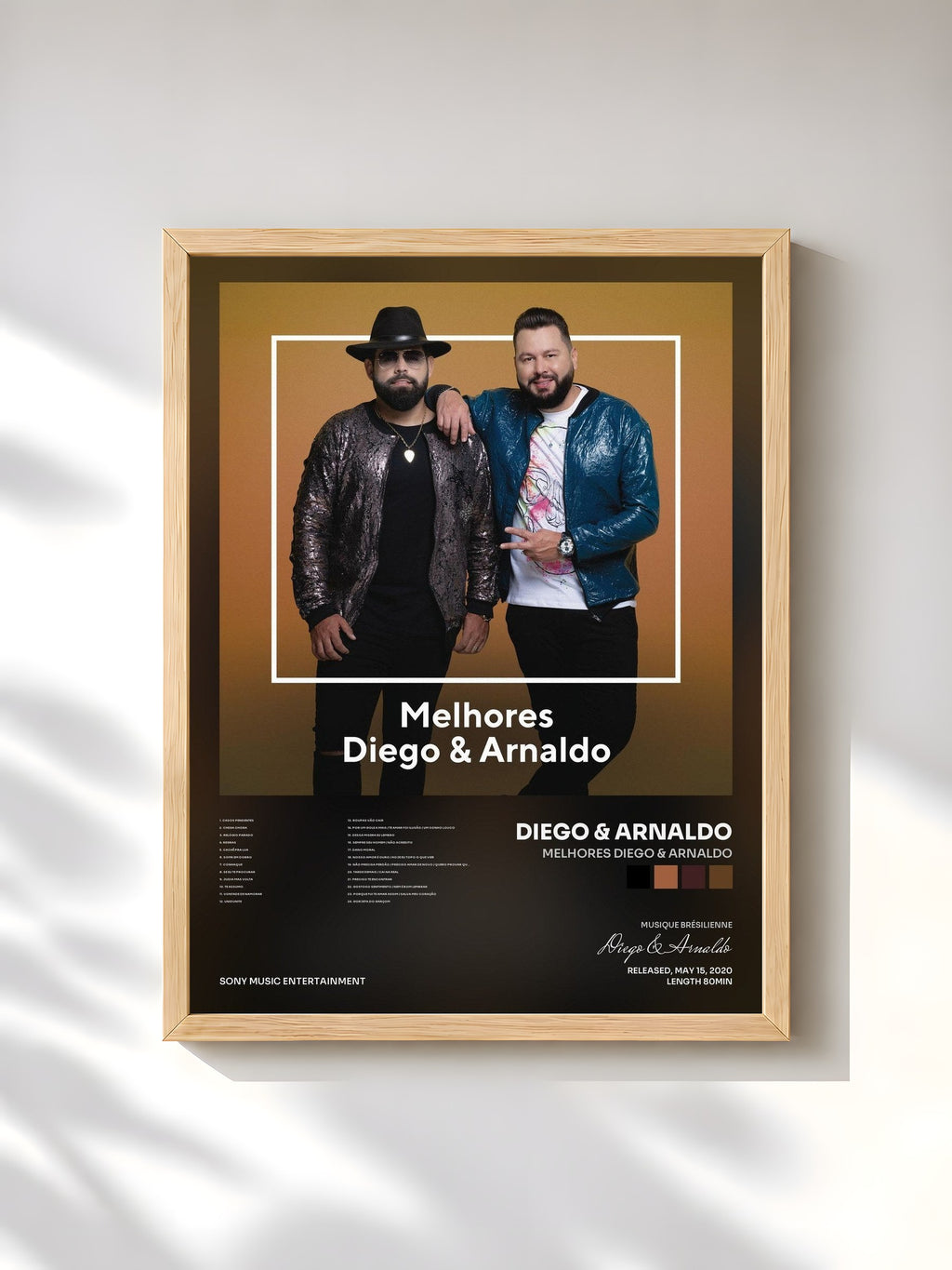 #bois Tableau de l'album Melhores Diego & Arnaldo de Diego & Arnaldo, cadre en bois brut, imprimé et encadré en France