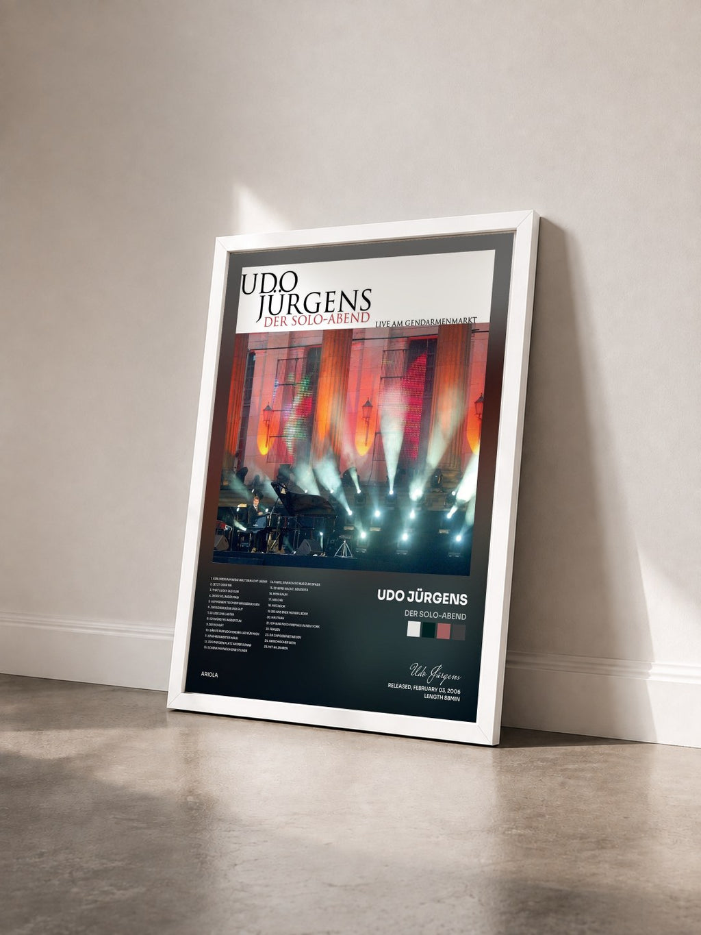 #blanc Tableau de l'album Der Solo-Abend de Udo Jürgens vu de trois quarts, cadre blanc