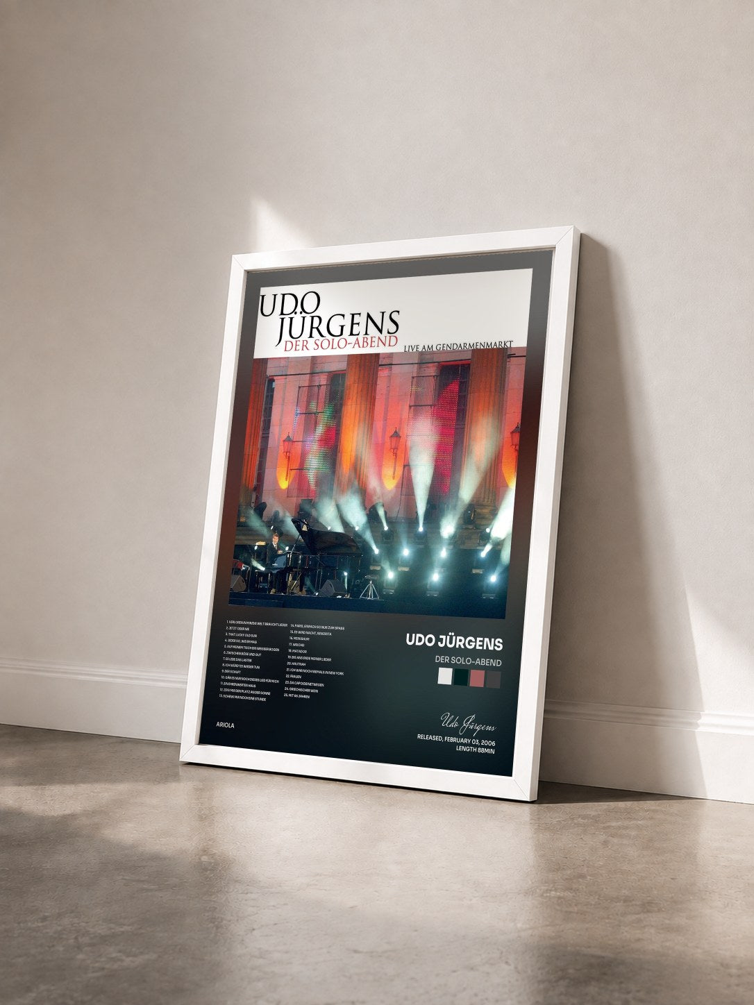 #blanc Tableau de l'album Der Solo-Abend de Udo Jürgens vu de trois quarts, cadre blanc