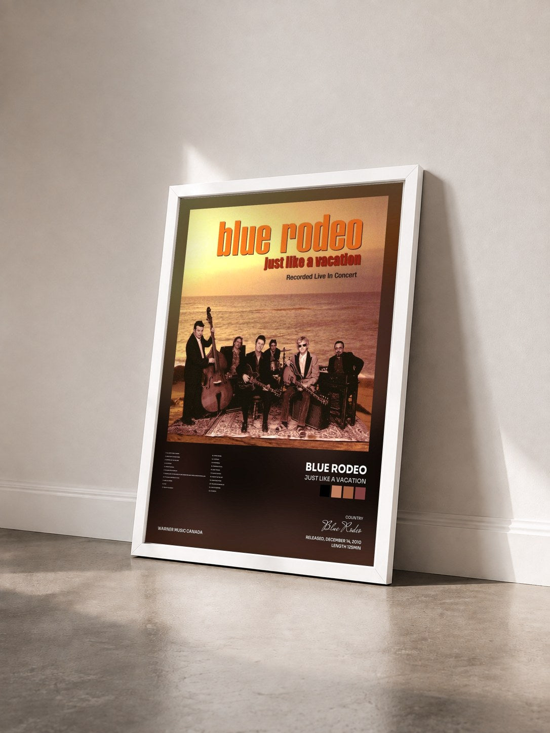 #blanc Tableau de l'album Just Like a Vacation de Blue Rodeo vu de trois quarts, cadre blanc