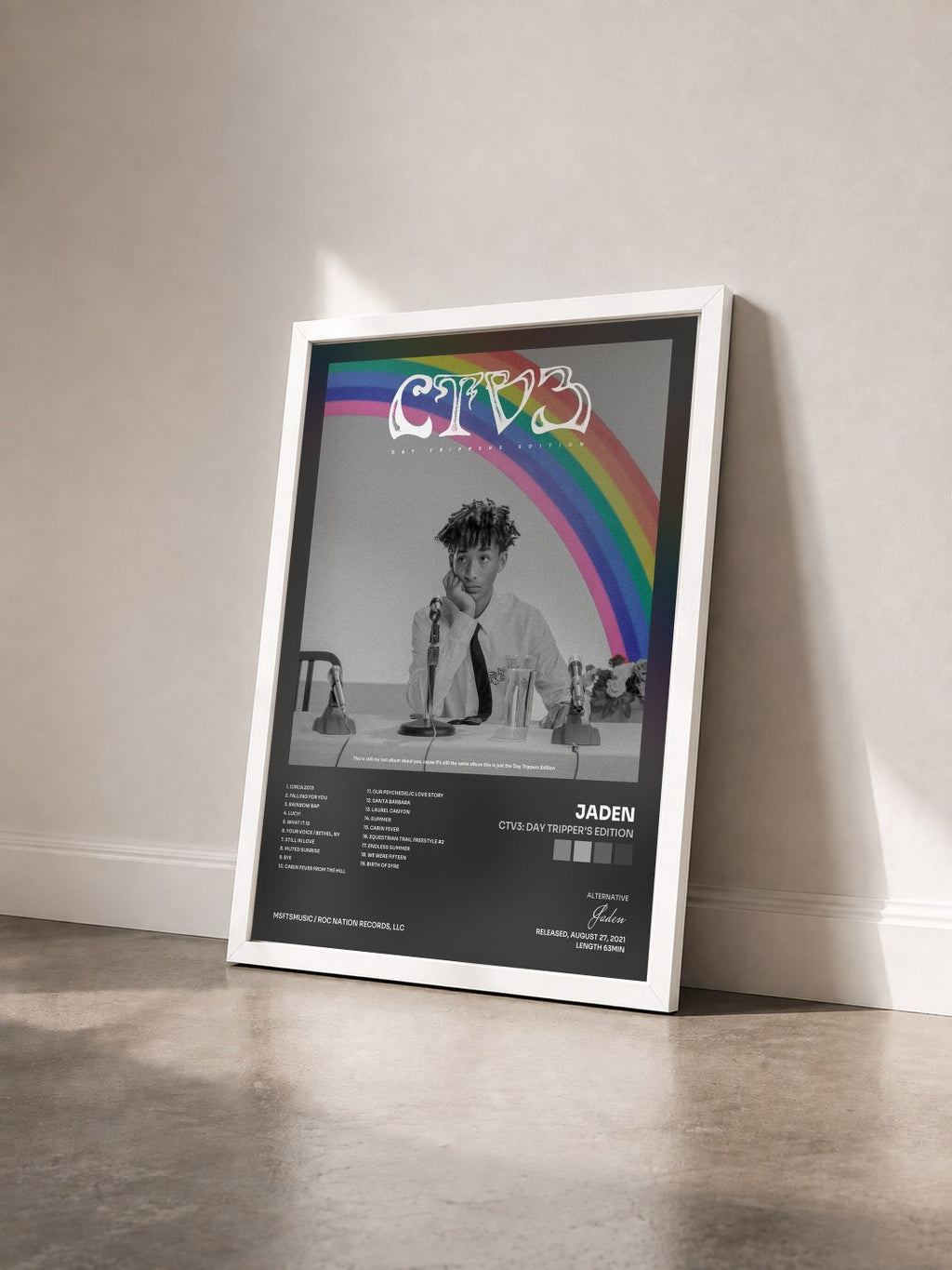 #blanc Tableau de l'album CTV3: Day Tripper's Edition de Jaden vu de trois quarts, cadre blanc