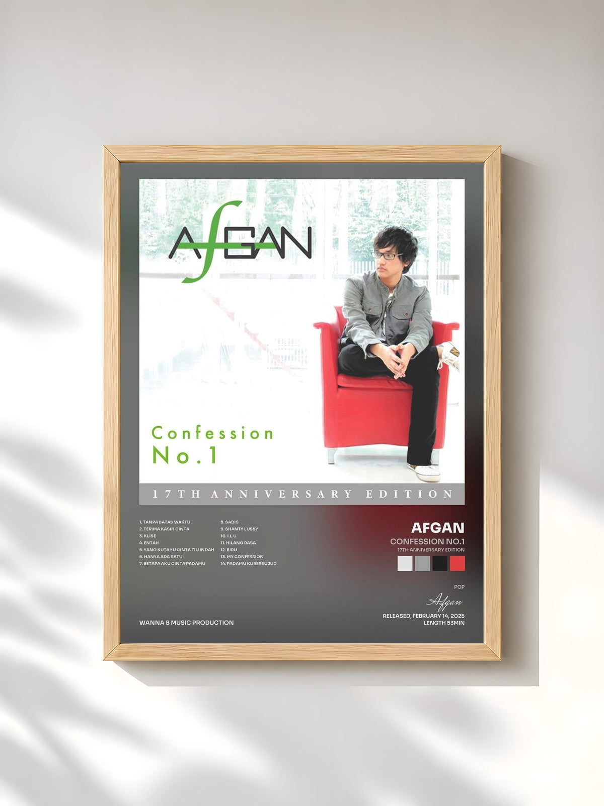 #bois Tableau de l'album Confession No.1 (17th Anniversary Edition) de Afgan, cadre en bois brut, imprimé et encadré en France