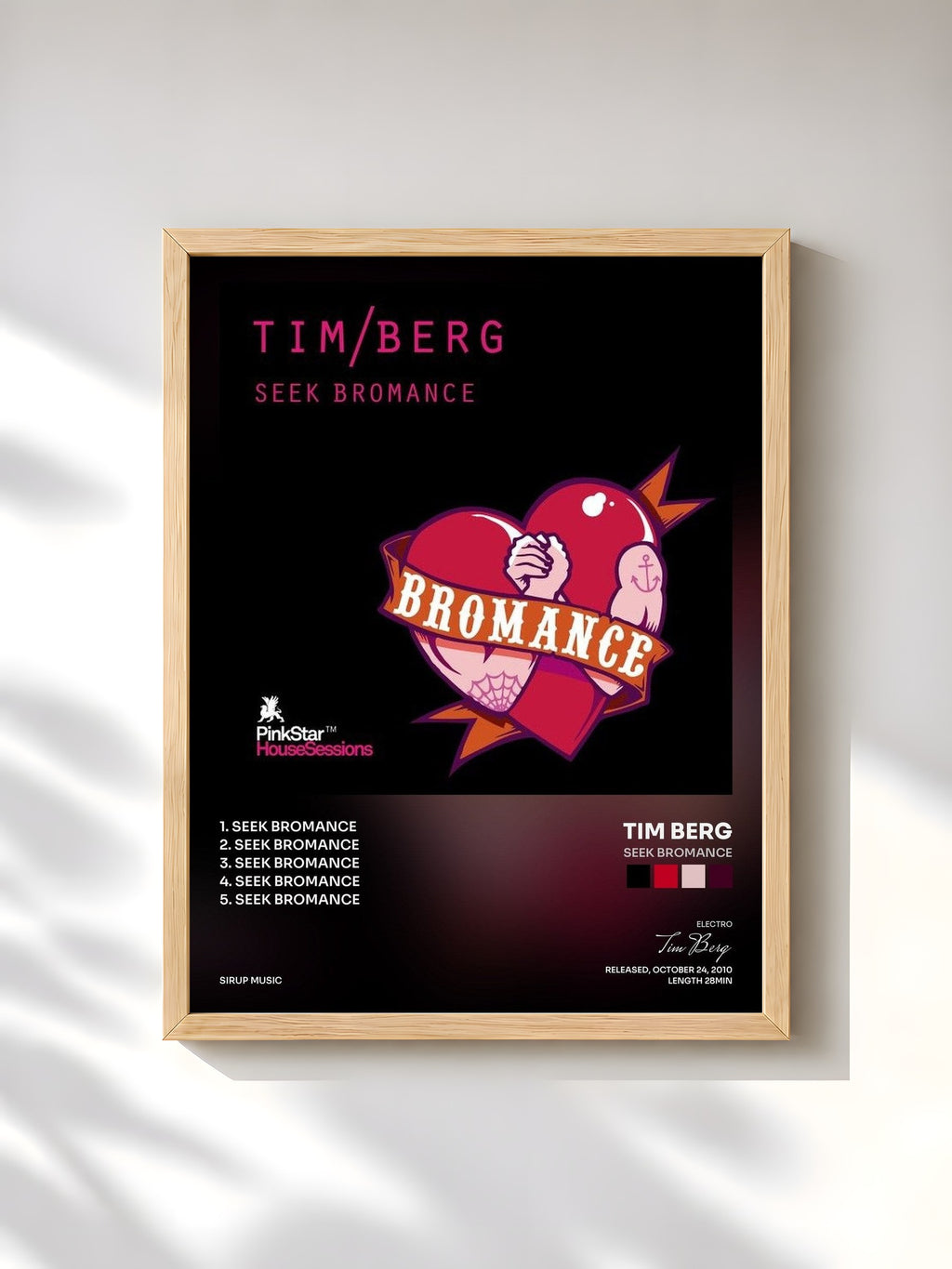 #bois Tableau de l'album Seek Bromance de Tim Berg, cadre en bois brut, imprimé et encadré en France