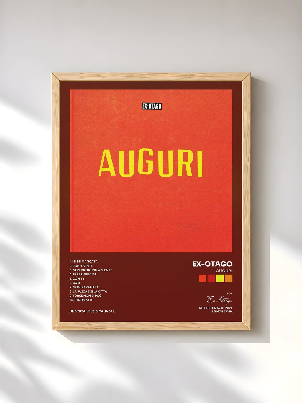 #bois Tableau de l'album Auguri de Ex-Otago, cadre en bois brut, imprimé et encadré en France