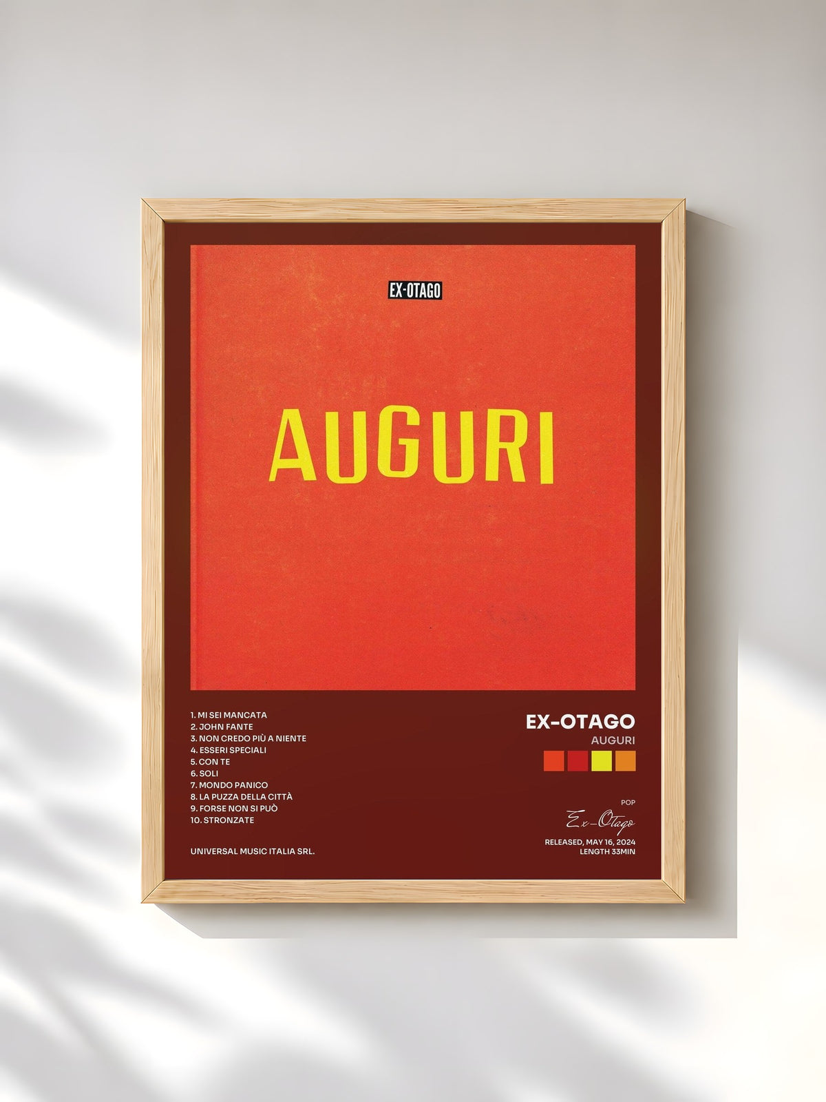 #bois Tableau de l'album Auguri de Ex-Otago, cadre en bois brut, imprimé et encadré en France