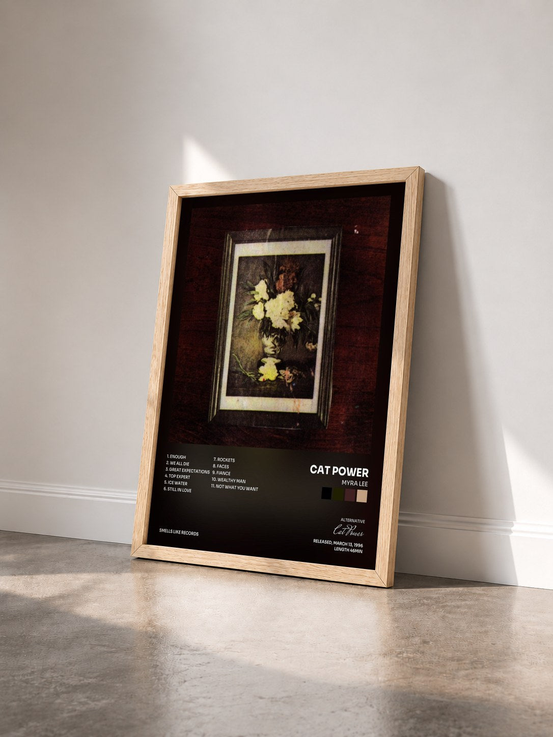 #bois Tableau de l'album Myra Lee de Cat Power vu de trois quarts, cadre en bois brut