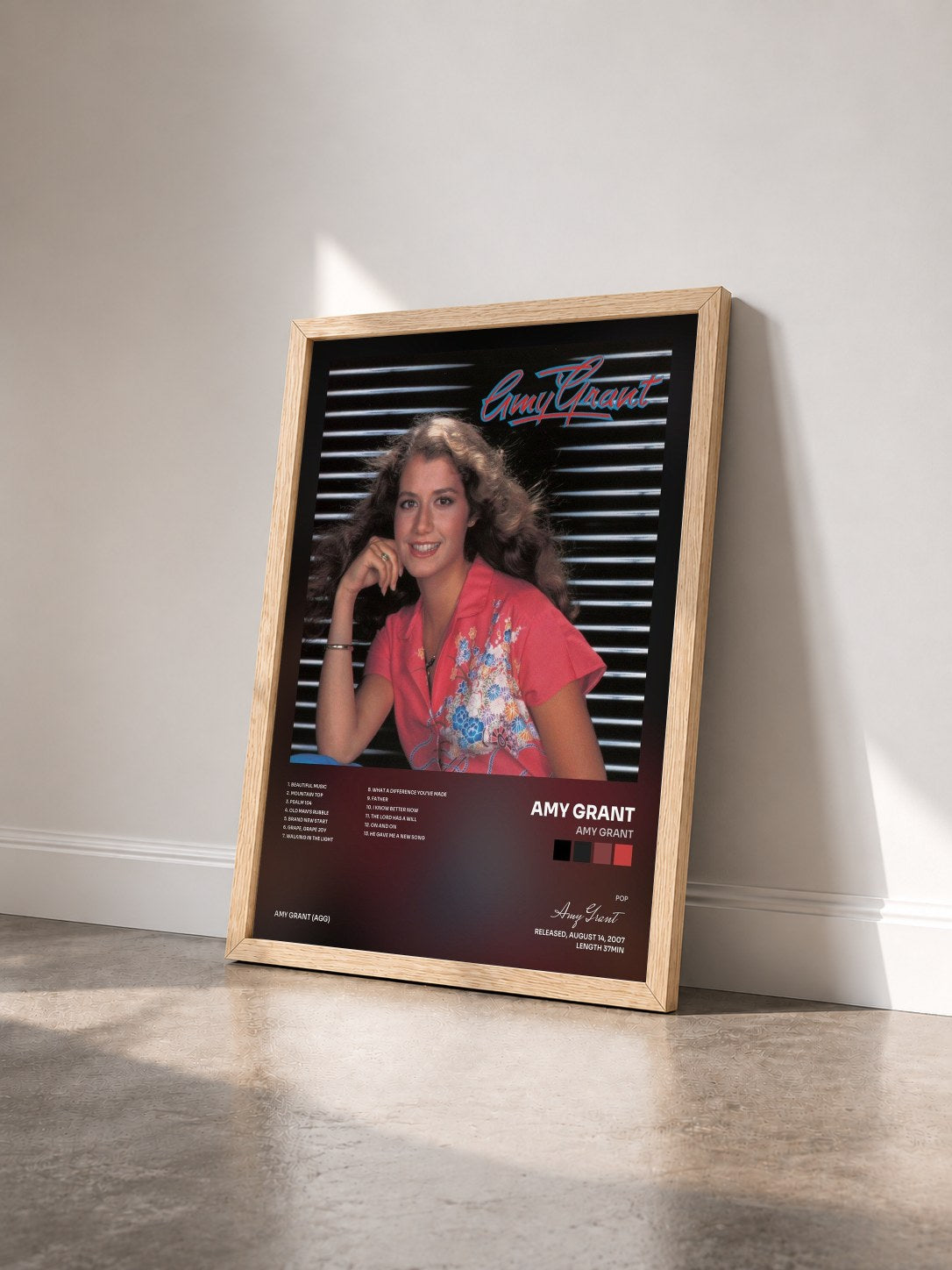 #bois Tableau de l'album Amy Grant de Amy Grant vu de trois quarts, cadre en bois brut