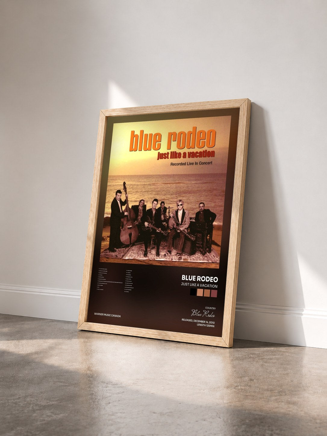 #bois Tableau de l'album Just Like a Vacation de Blue Rodeo vu de trois quarts, cadre en bois brut