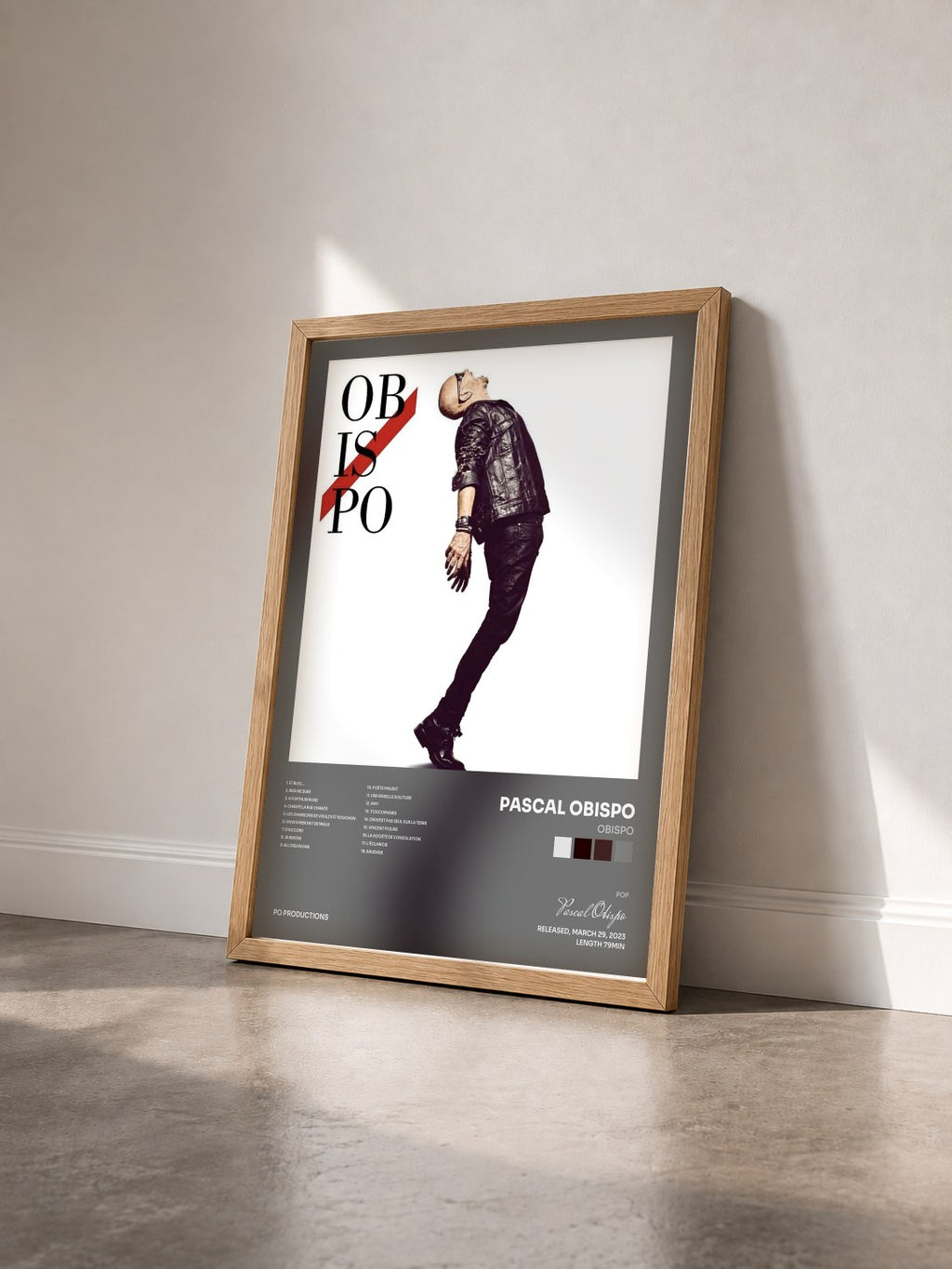#bois Tableau de l'album Obispo de Pascal Obispo vu de trois quarts, cadre en bois brut