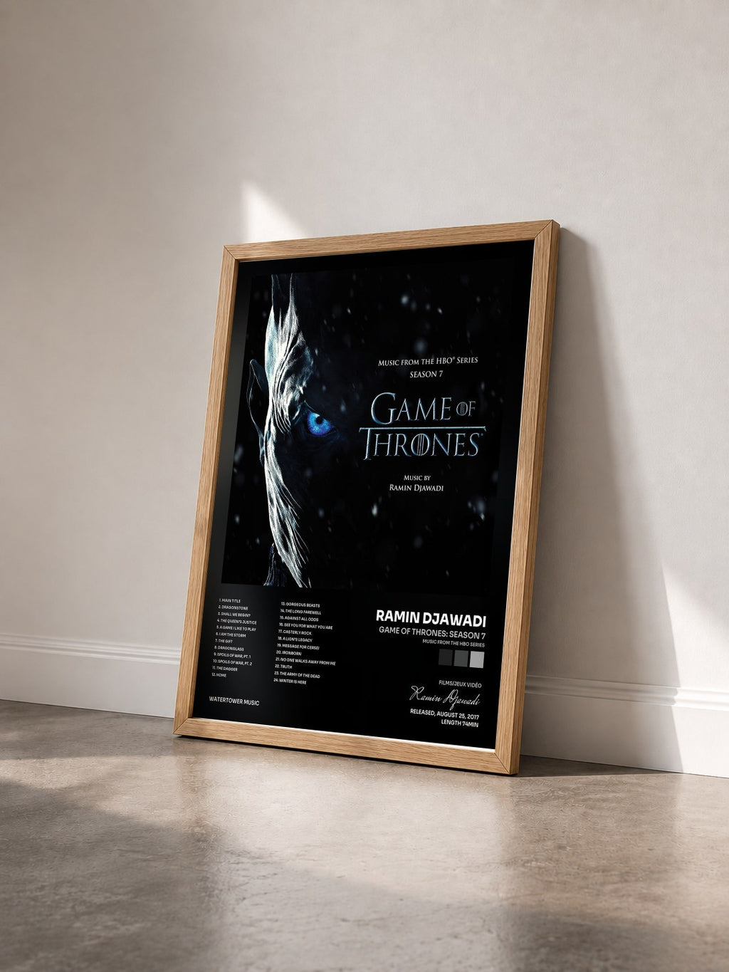 #bois Tableau de l'album Game Of Thrones: Season 7 (Music from the HBO Series) de Ramin Djawadi vu de trois quarts, cadre en bois brut
