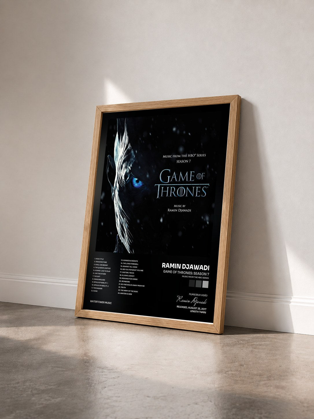 #bois Tableau de l'album Game Of Thrones: Season 7 (Music from the HBO Series) de Ramin Djawadi vu de trois quarts, cadre en bois brut